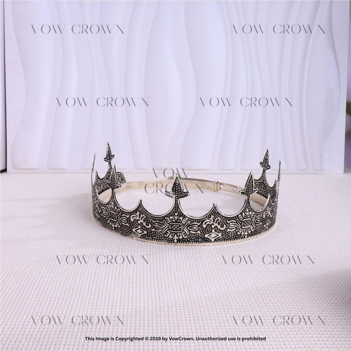 Antique Silver King Crown: Gothic Medieval Royal Headpiece