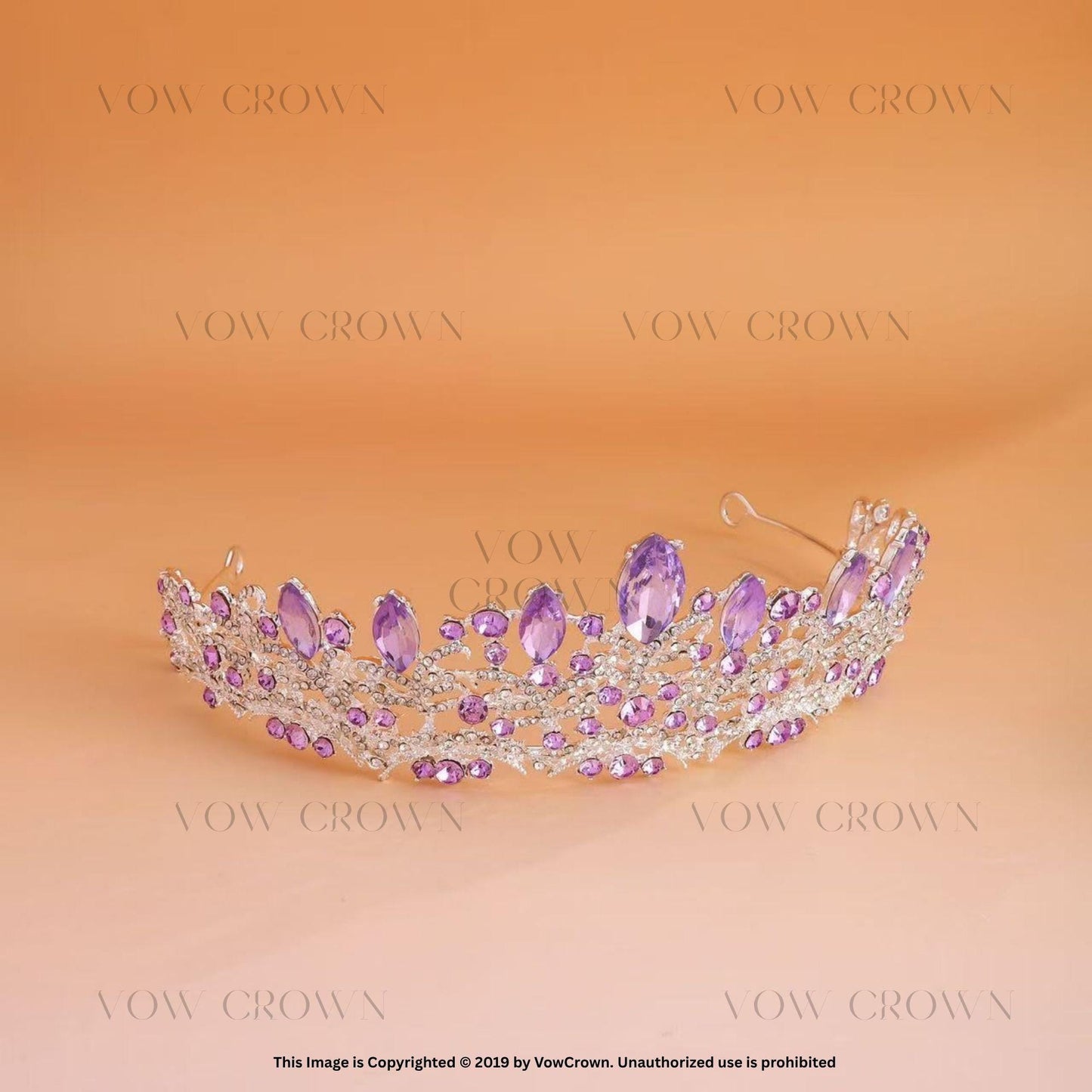Silver Lavender Crystal Tiara - Rhinestone Princess Crown
