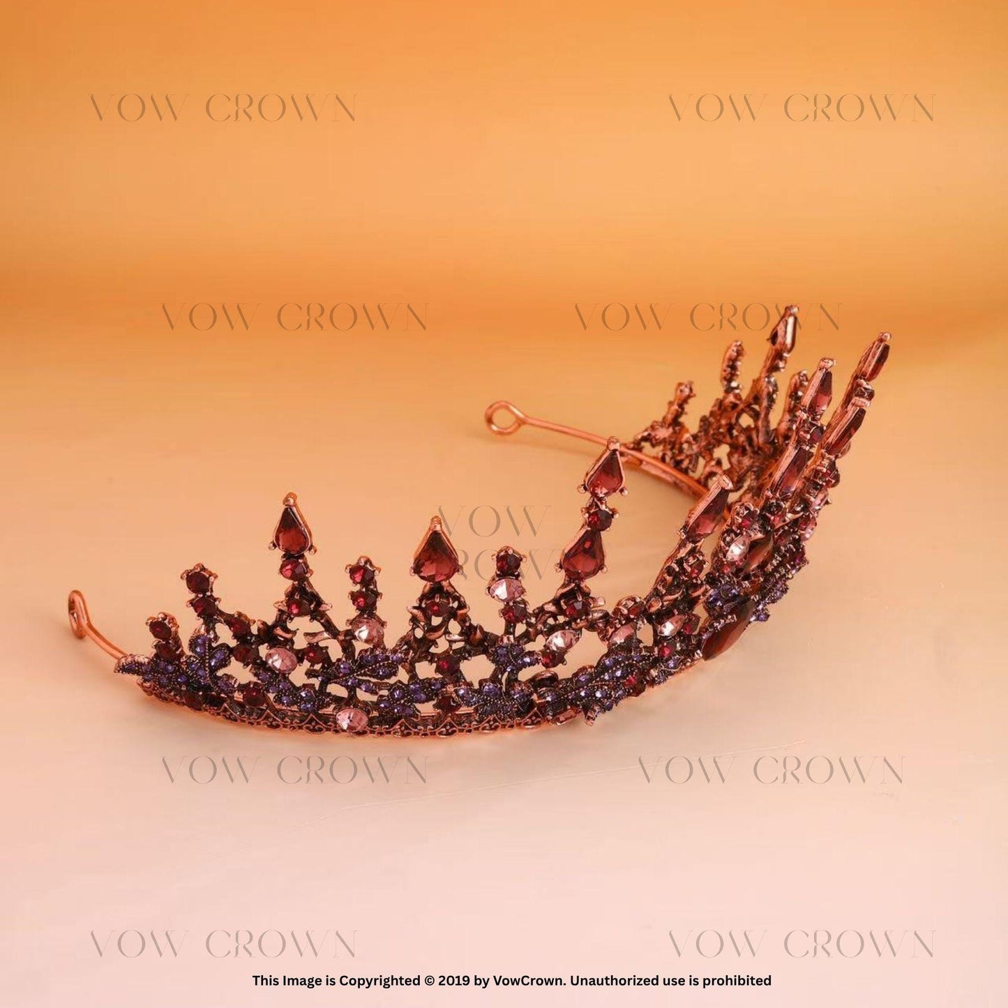 Gothic Red Crystal Queen Crown: Dark Royal Bridal Tiara
