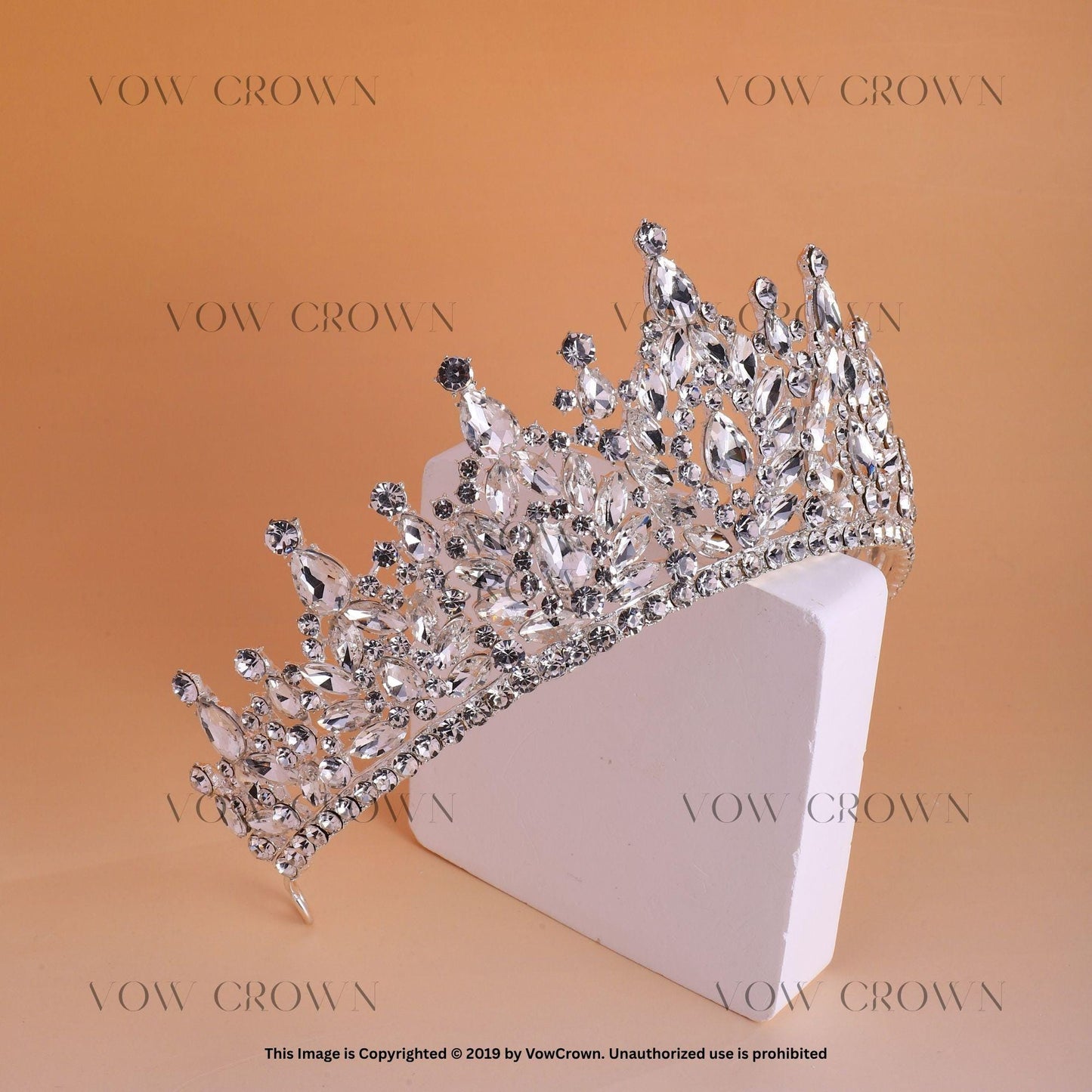 Silver Rhinestone Bridal Tiara: Luxury Queen Crown