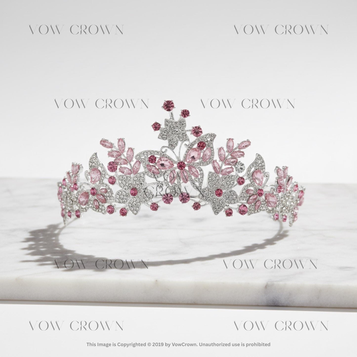 Pink Purple Crystal Butterfly Rhinestone Tiaras Crown | Women Wedding Diadem | Royal Vine Crown