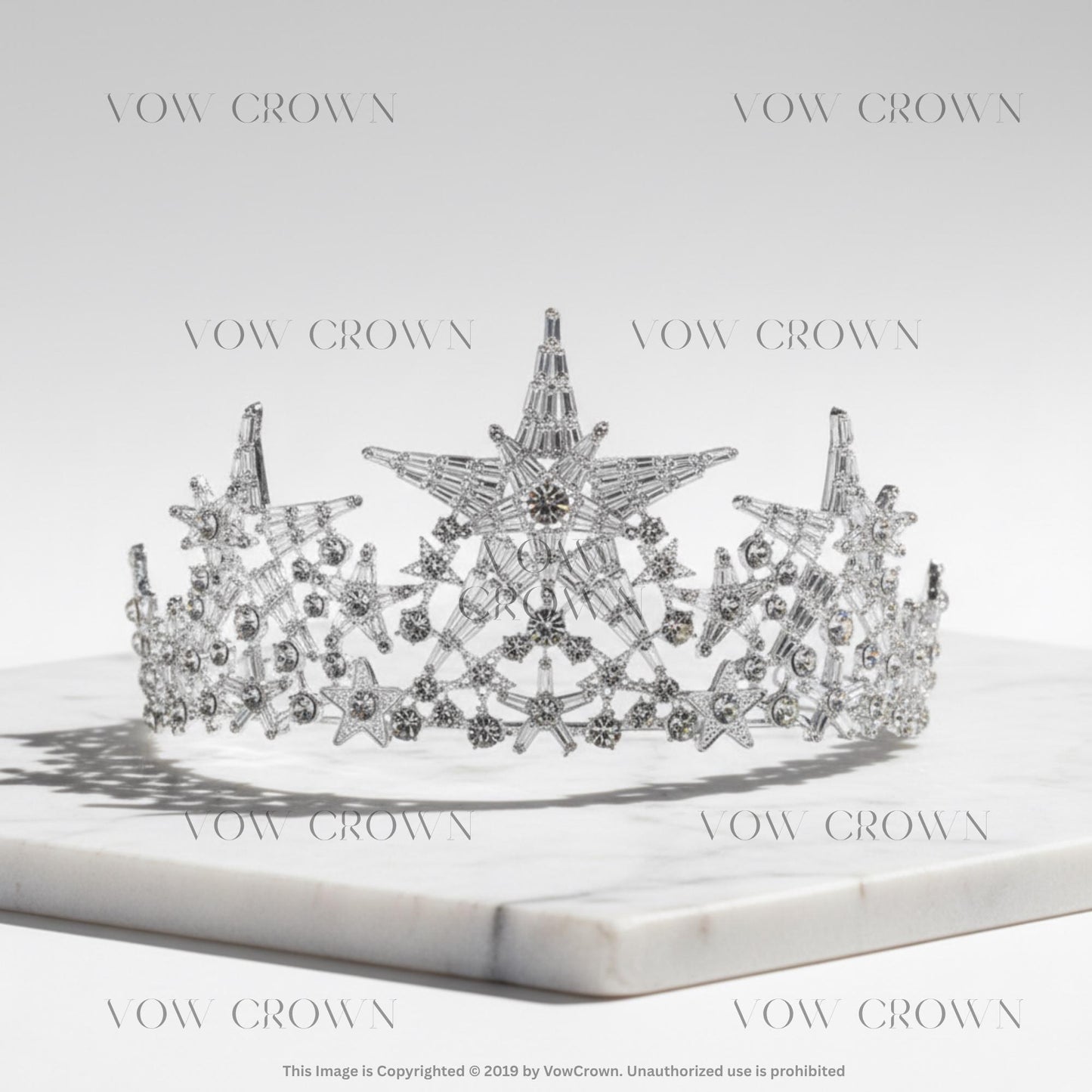 Handmade Starburst Rhinestone Queen Crown | Wedding Hair Tiara