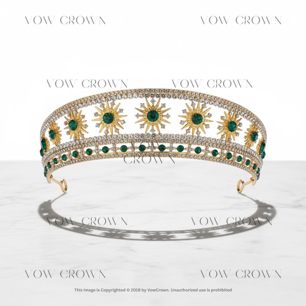 Gold Sunburst Bridal Crown | Crystal Sun Goddess Wedding Headpiece Hair Accessories