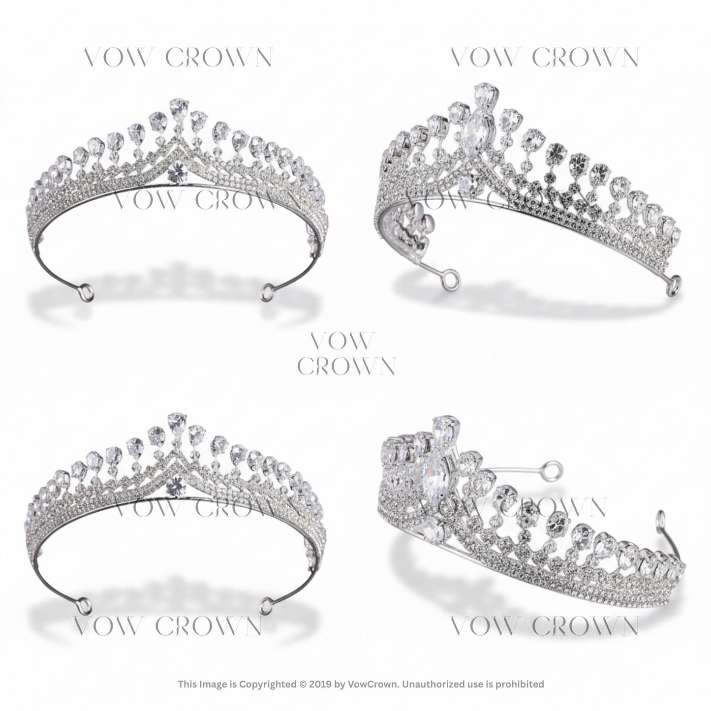 Crystal Wedding Tiara Crown | Silver Bridal Tiara with Pear Cut Stones | Royal Princess Crown | Luxury Bridal Headpiece | Queen Hair Jewelry