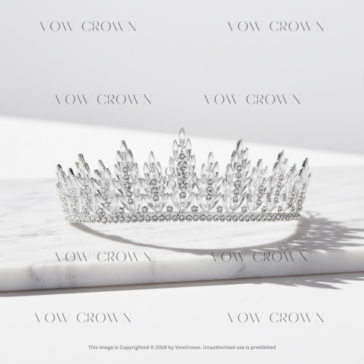 Luxury Silver Crystal Bridal Tiara | Tall Princess Wedding Crown | Sparkling Rhinestone Queen Diadem