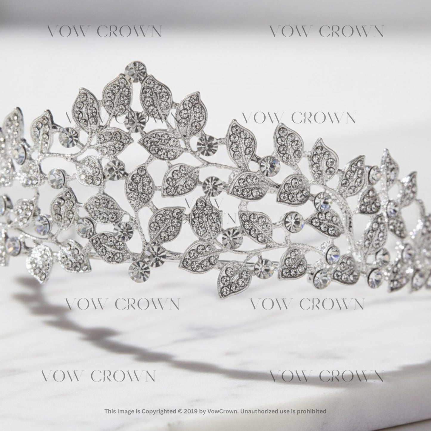 Silver Leaf Crystal Bridal Tiara | Elegant Vine Wedding Crown | Nature Inspired Rhinestone Princess Headpiece