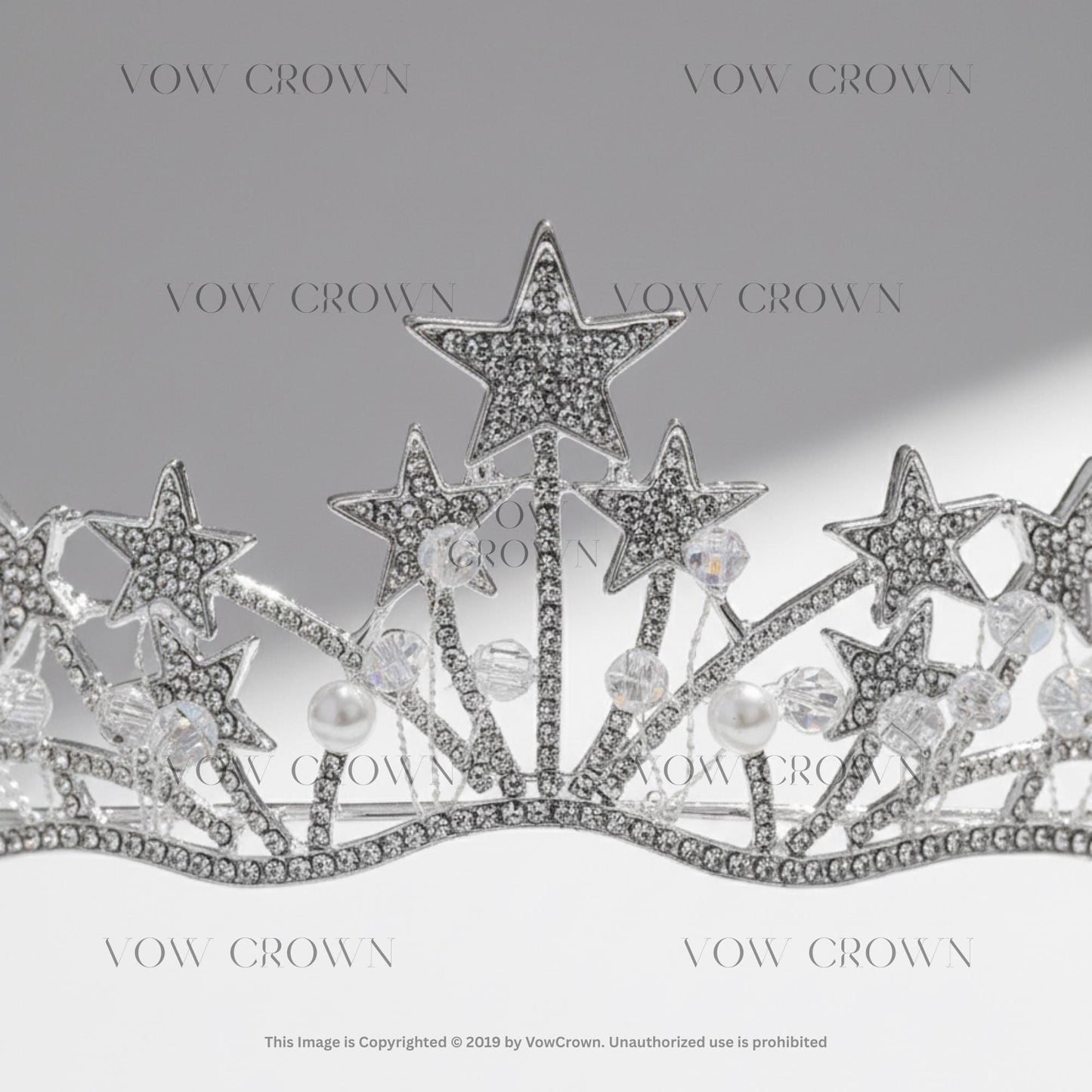 Silver Star Crystal Bridal Tiara | Celestial Wedding Crown | Sparkling Rhinestone Princess Headpiece