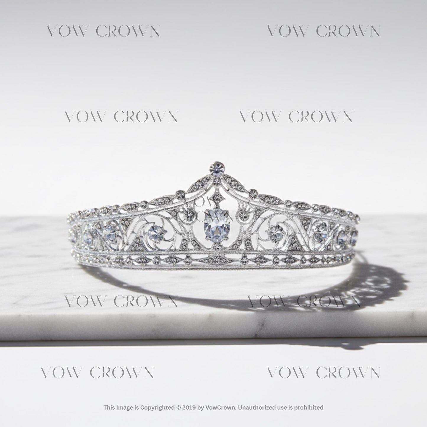 Vintage Silver Crystal Bridal Tiara | Art Deco Wedding Crown | Elegant Rhinestone Princess Headpiece