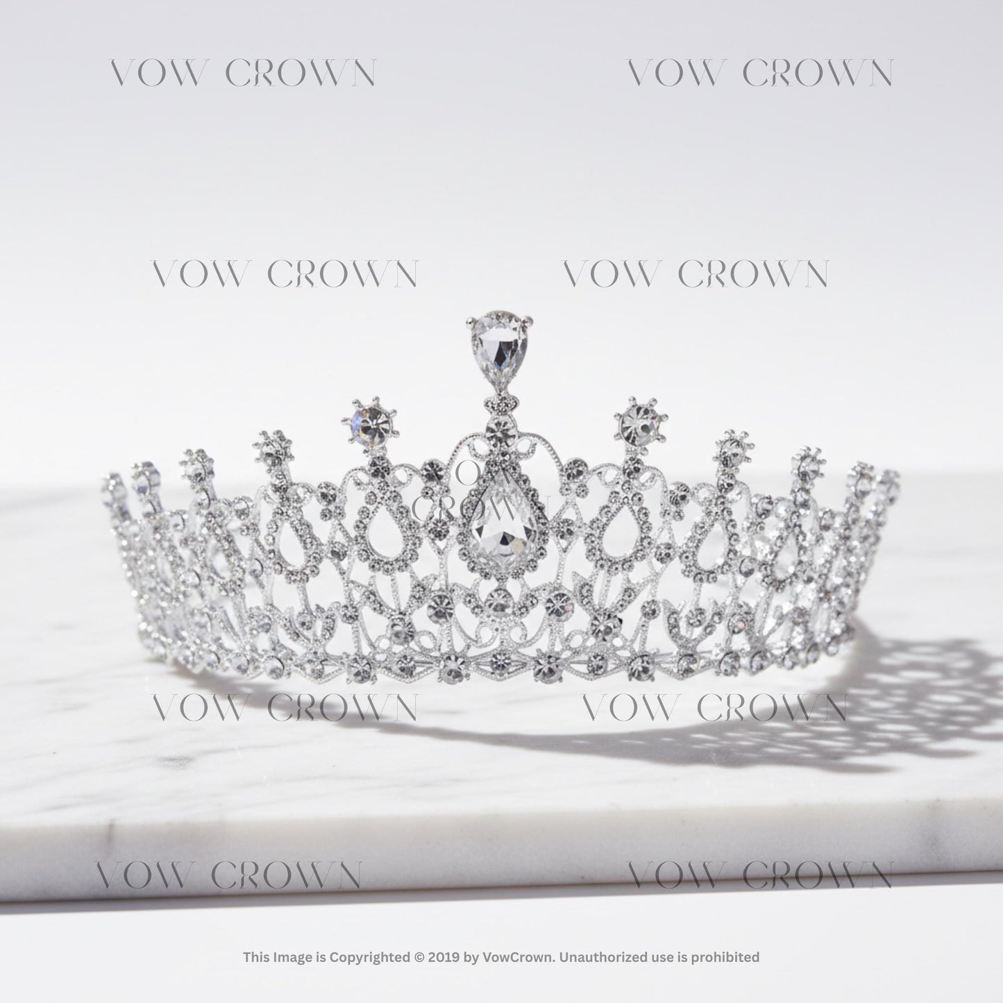 Luxury Silver Crystal Bridal Tiara | Teardrop Rhinestone Wedding Crown | Vintage Princess Queen Headpiece