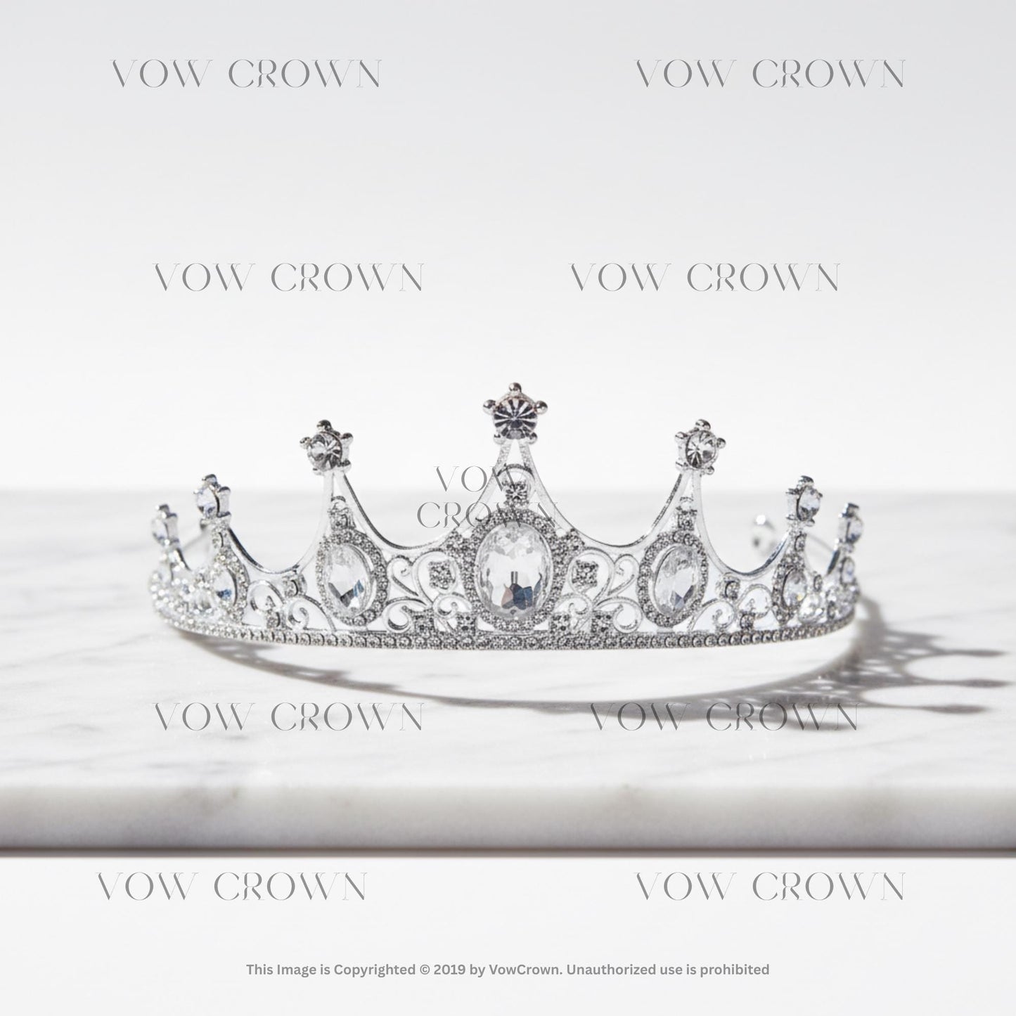 Classic Silver Crystal Bridal Tiara | Oval Rhinestone Wedding Crown | Elegant Princess Queen Headpiece