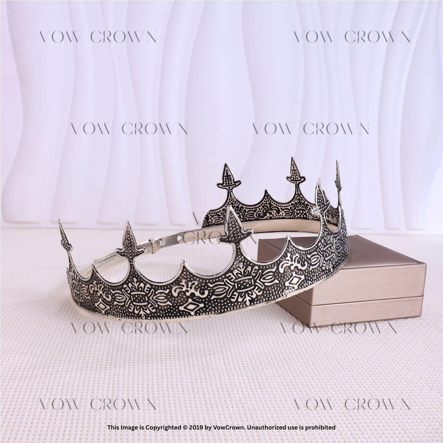 Antique Silver King Crown: Gothic Medieval Royal Headpiece