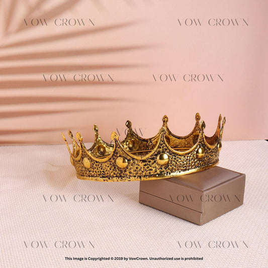 Rustic Gold King Crown: Medieval Royal Costume Tiara