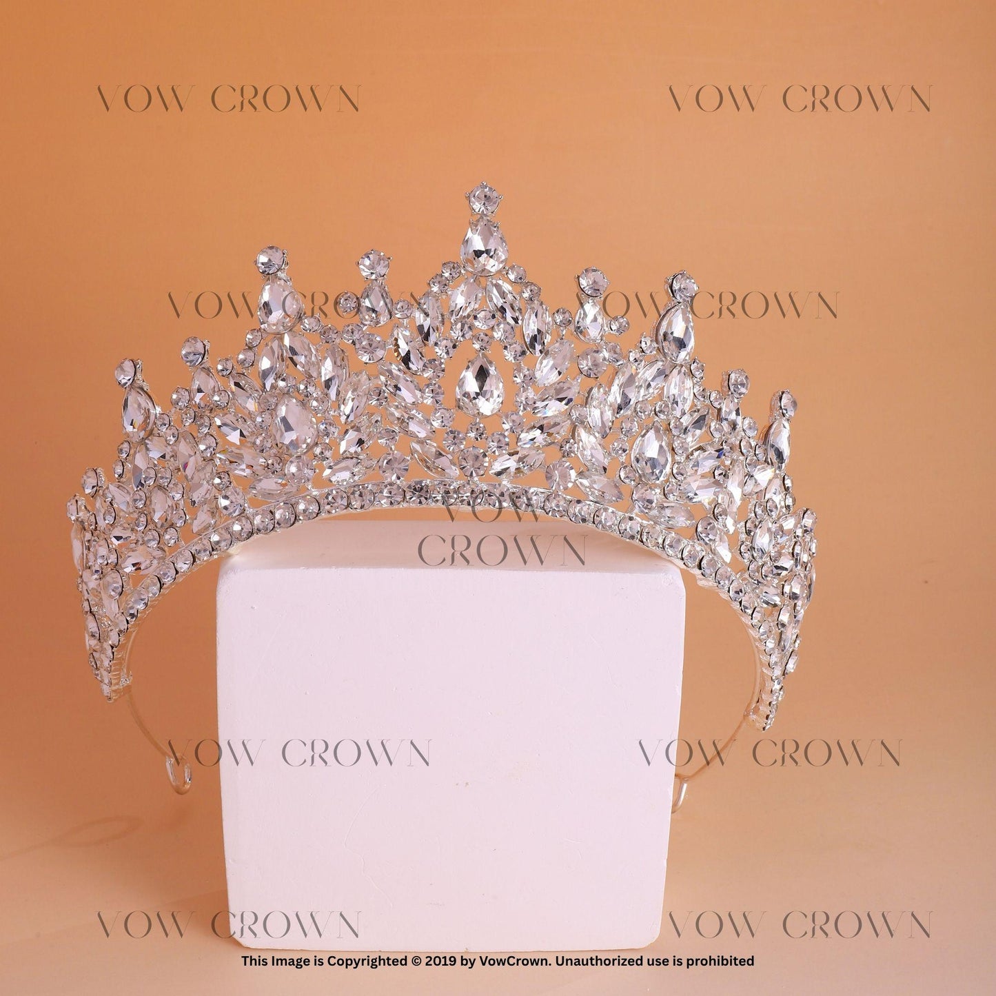 Silver Rhinestone Bridal Tiara: Luxury Queen Crown