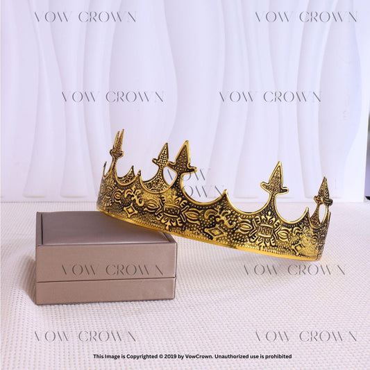 Gold Medieval King Crown - Renaissance Costume Headpiece