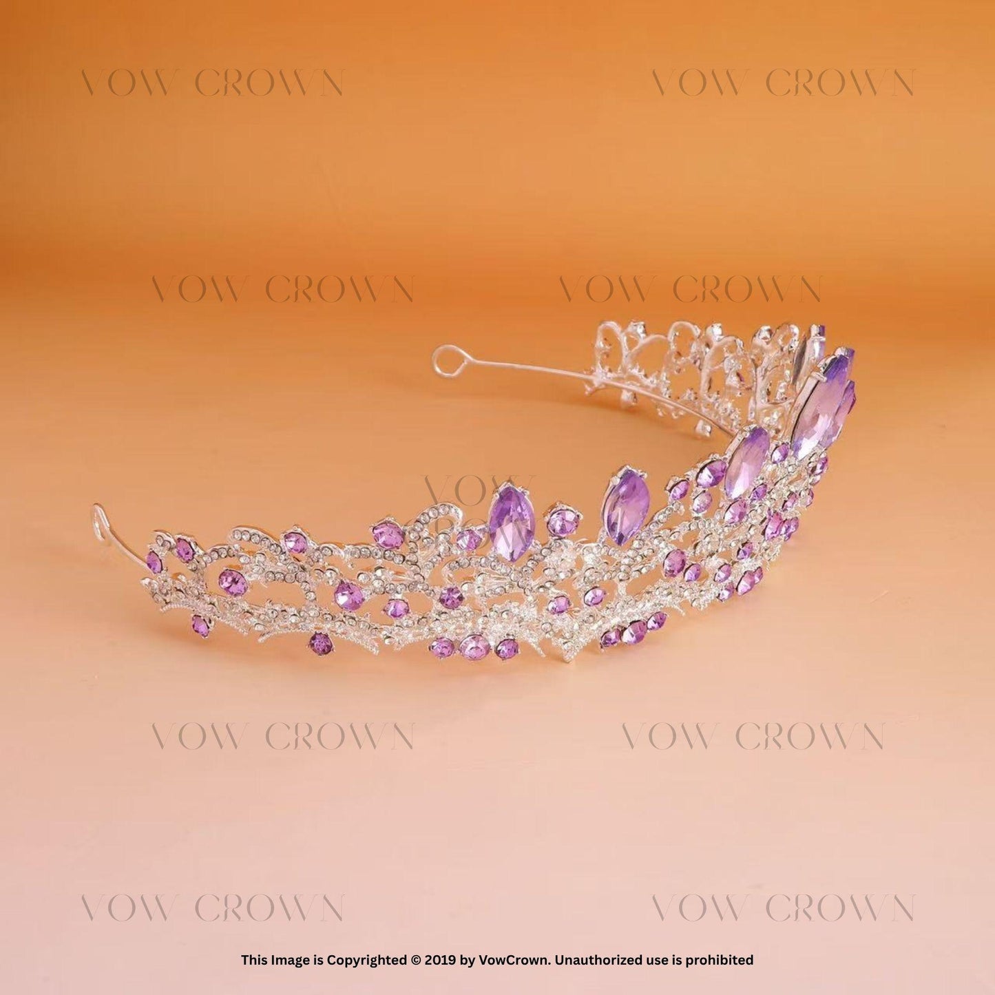 Silver Lavender Crystal Tiara - Rhinestone Princess Crown