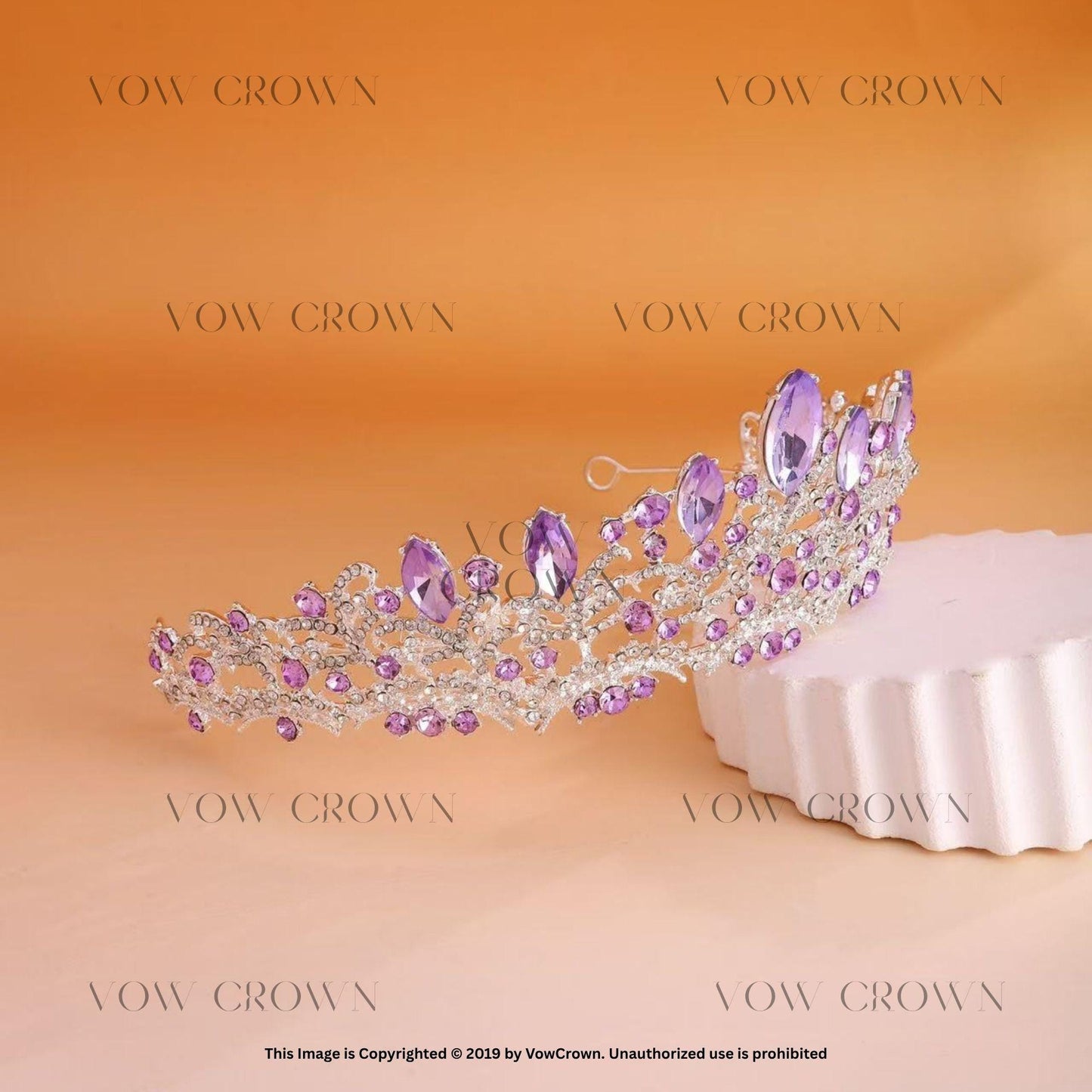 Silver Lavender Crystal Tiara - Rhinestone Princess Crown