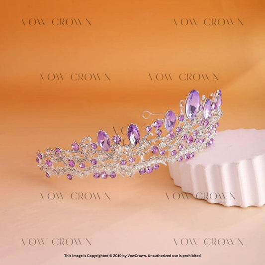 Silver Lavender Crystal Tiara - Rhinestone Princess Crown