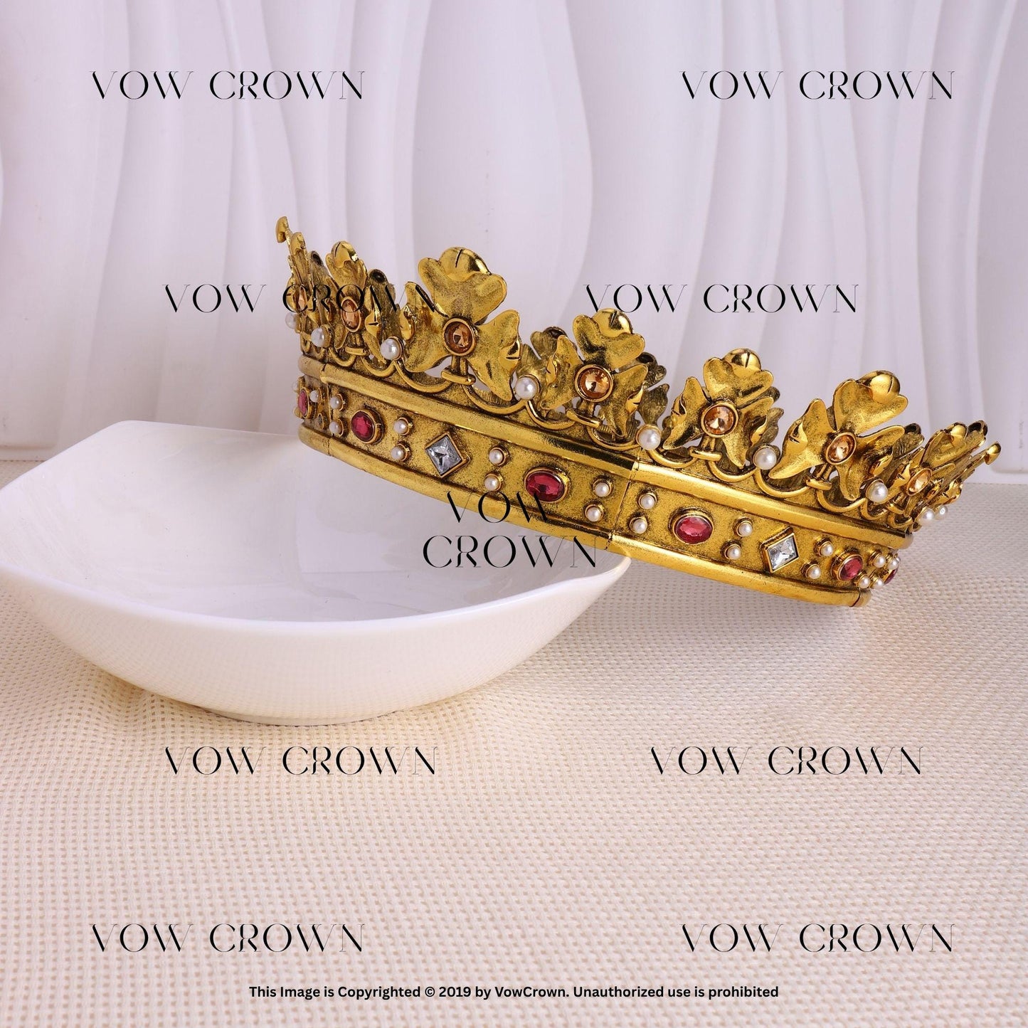 Vintage Royal King Crown: Men's Cosplay Costume, Pageant Diadem