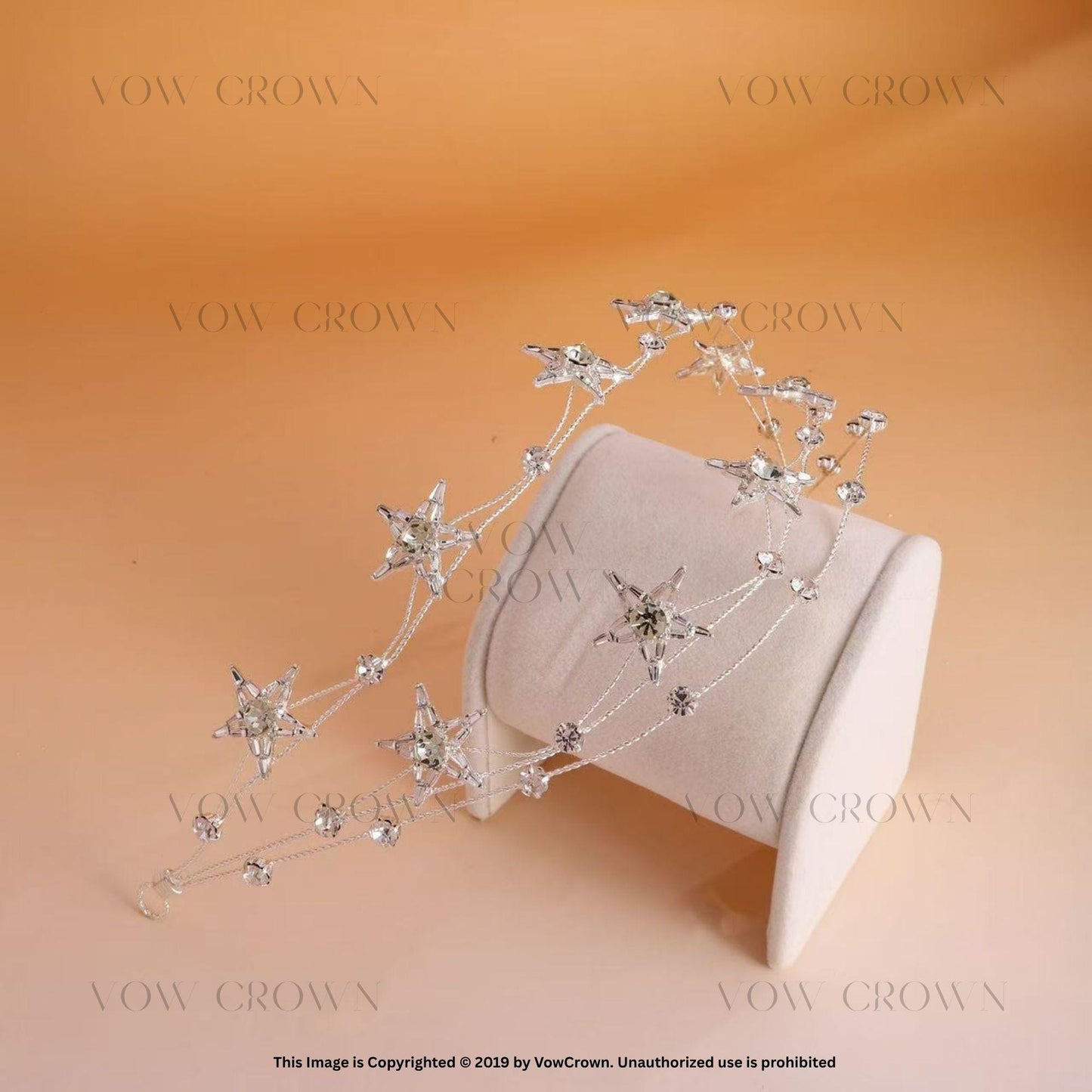 Silver Star Bridal Tiara: Celestial Rhinestone Crown Headpiece