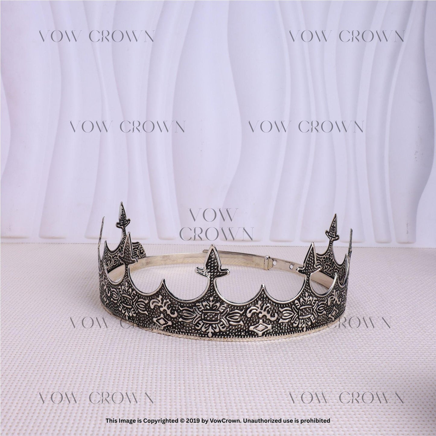 Antique Silver King Crown: Gothic Medieval Royal Headpiece