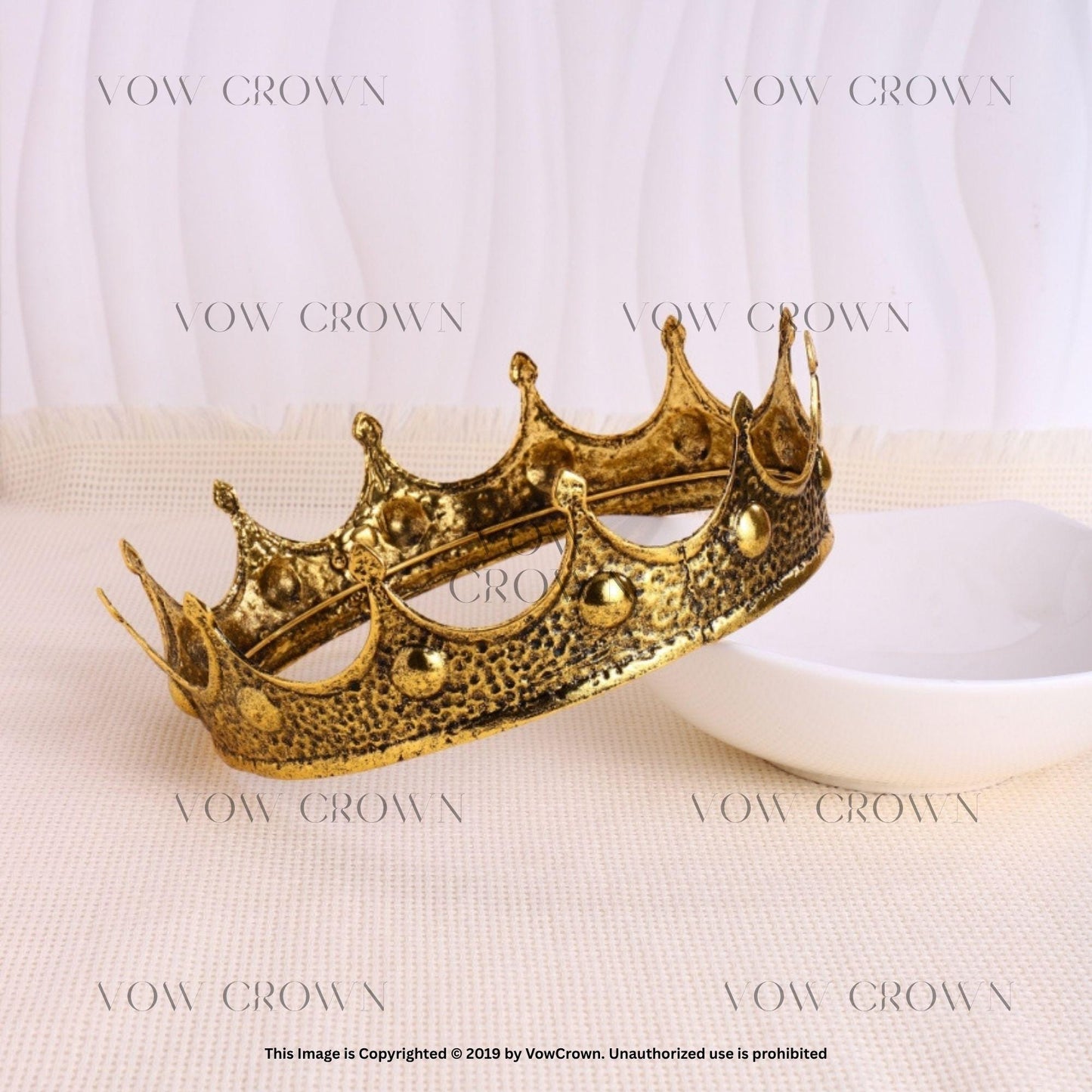 Rustic Gold King Crown: Medieval Royal Costume Tiara