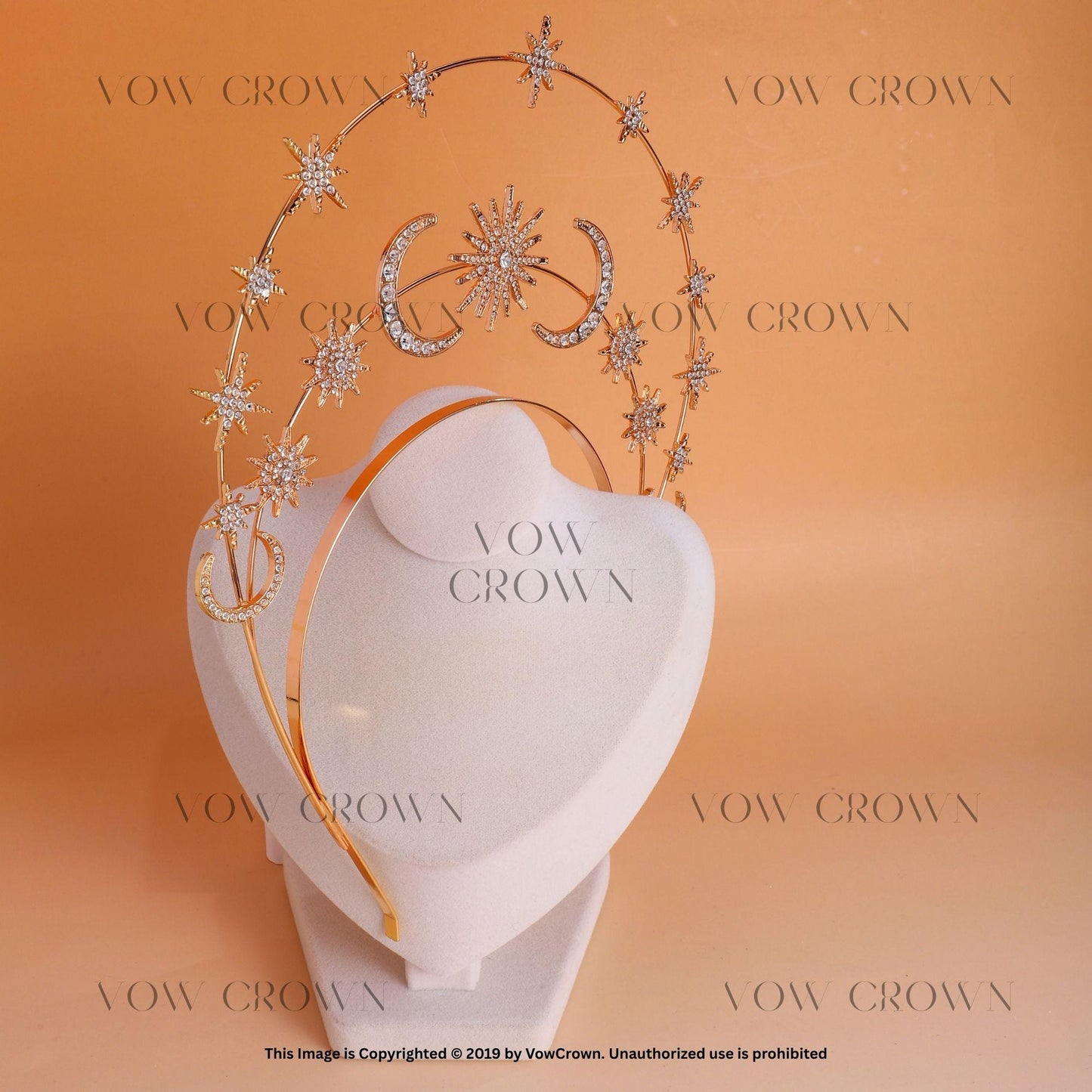 Celestial Moon Star Halo Headband Earrings: Bridal Festival Crown