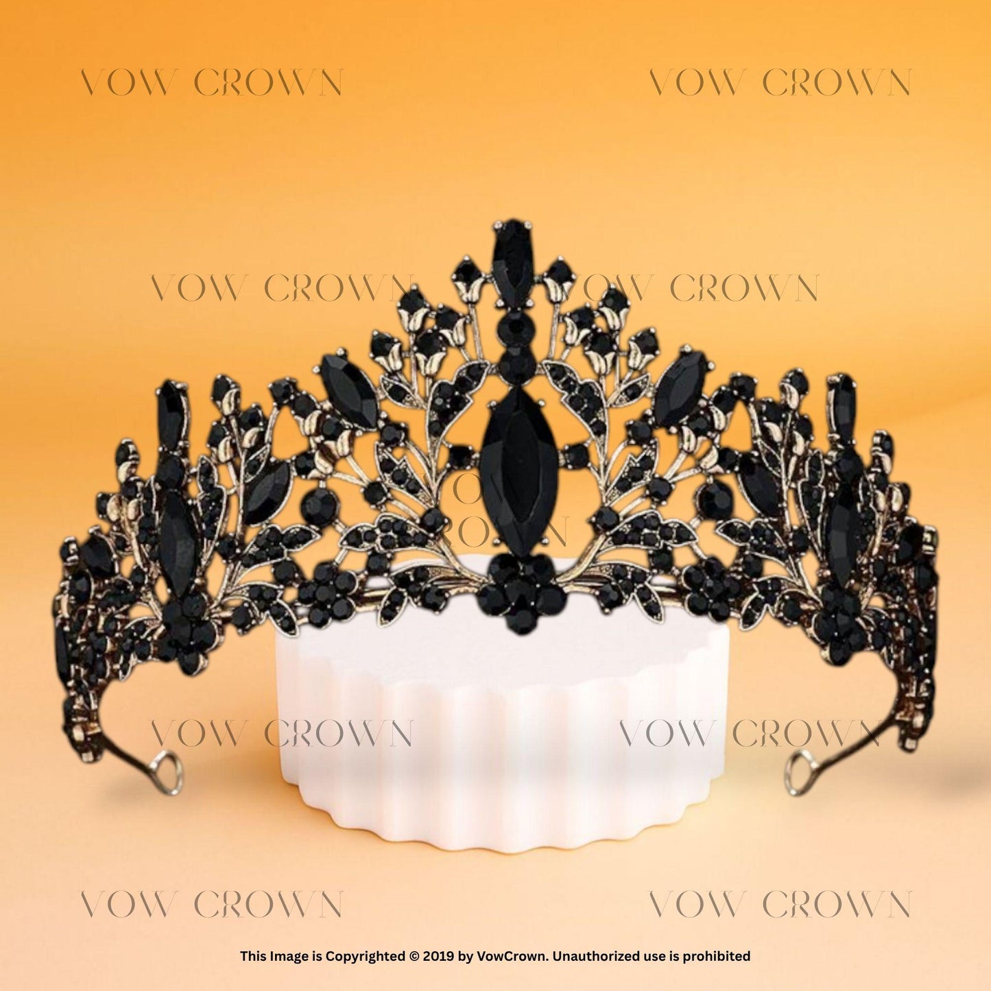 Green Gothic Tiara: Black Leaf Crystal Crown, Baroque Headpiece