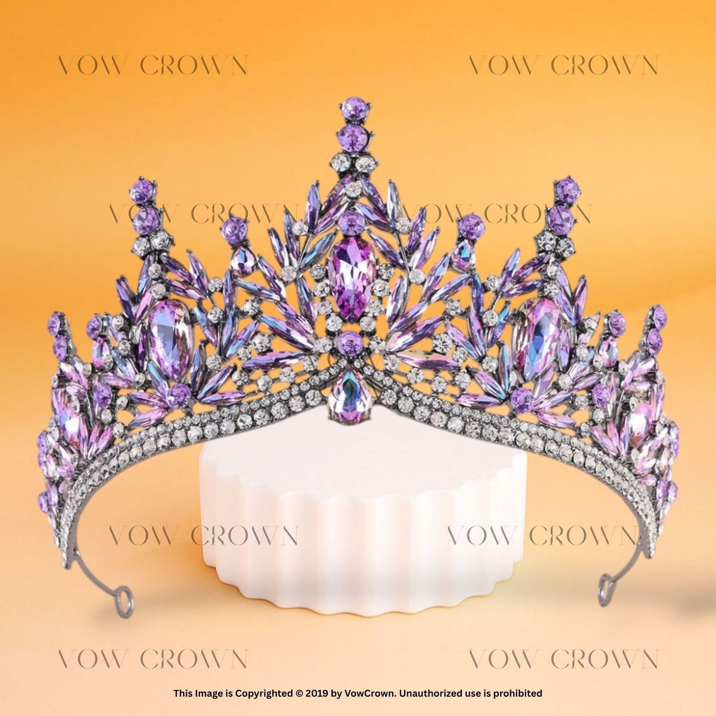 Opal Green Crystal Princess Tiara - Gold Rhinestone Queen Headband