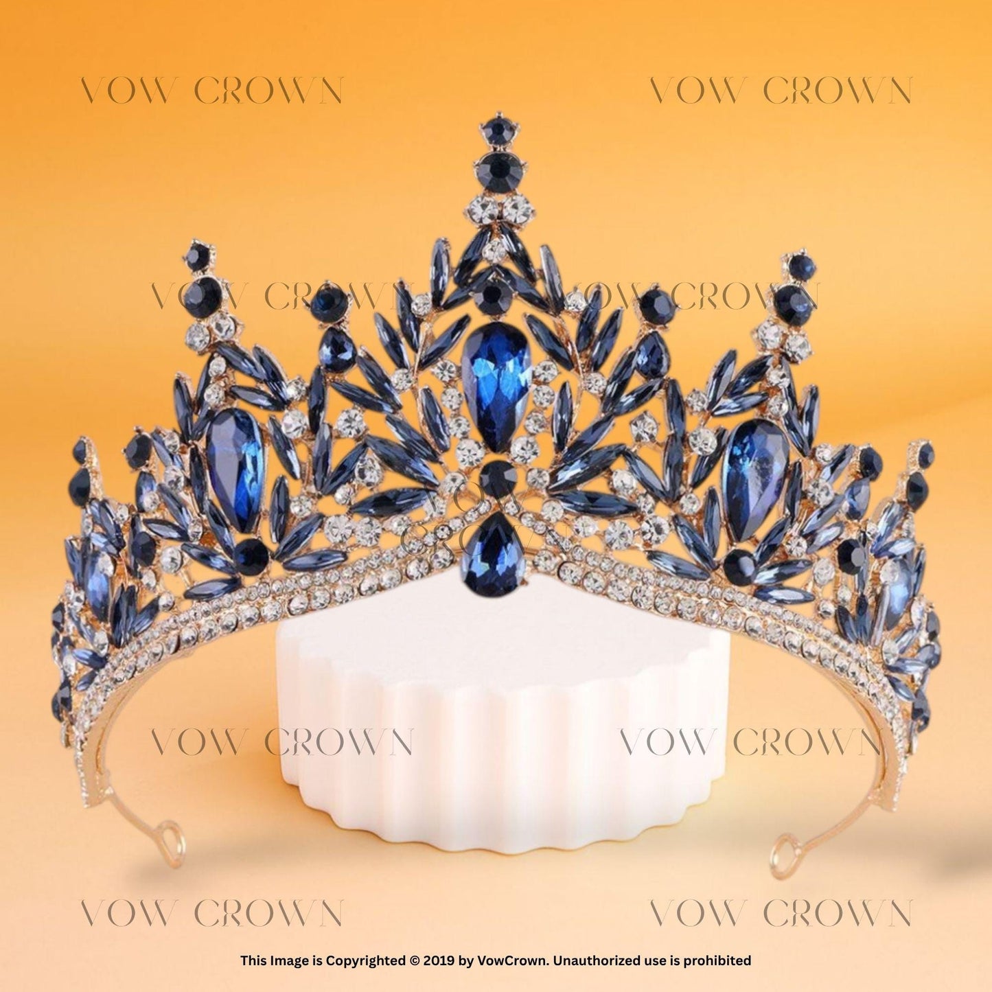 Opal Green Crystal Princess Tiara - Gold Rhinestone Queen Headband