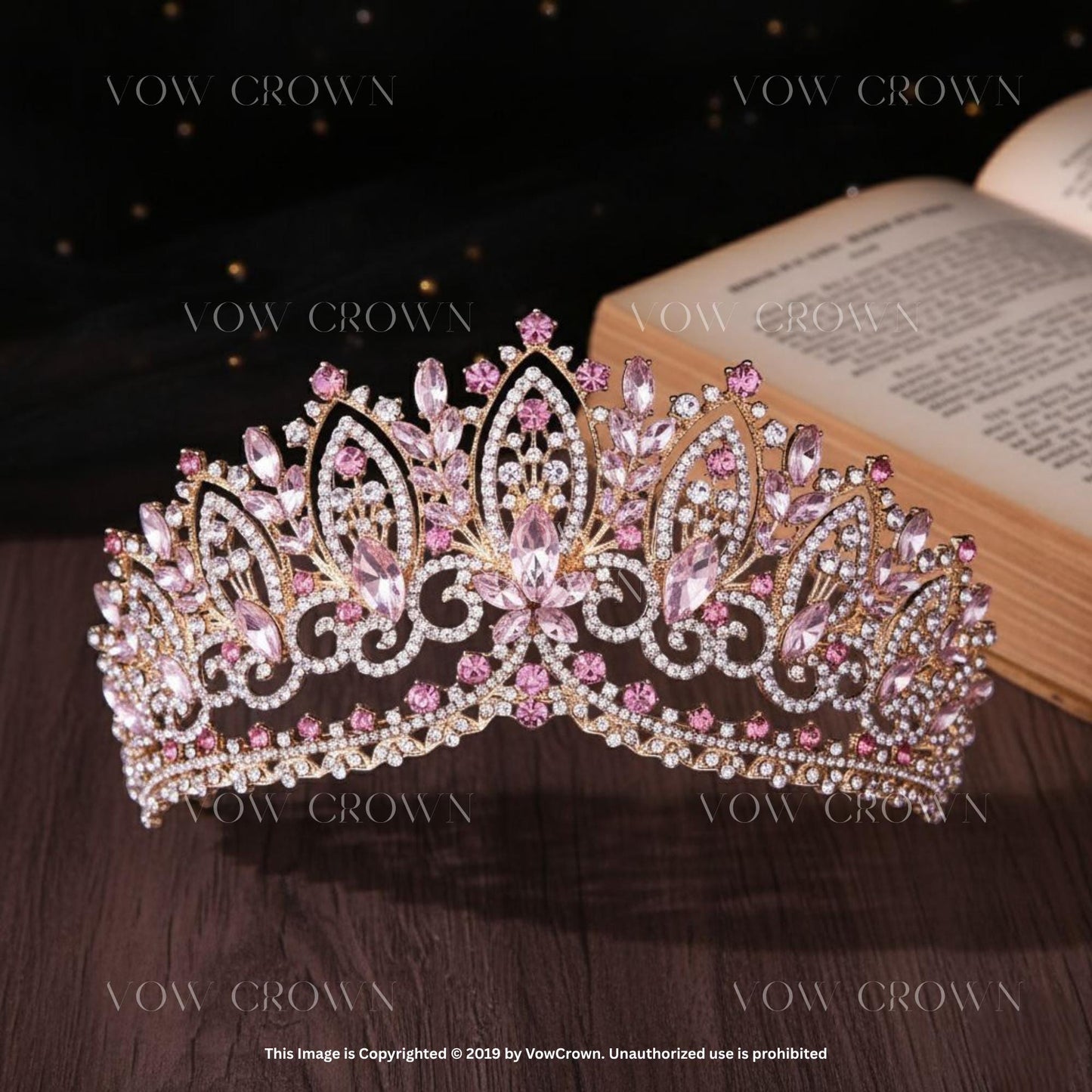 Handmade Rose Quartz Crystal Tiara: Pink Gemstone Princess Crown