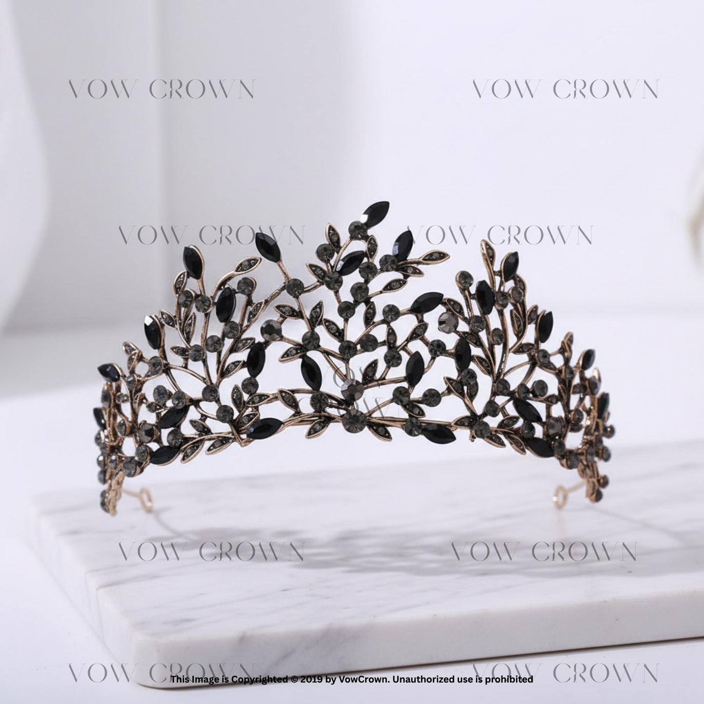 Antique Crystal Tiara | Vintage Black Green Red Blue White Rhinestone Tiara Crown