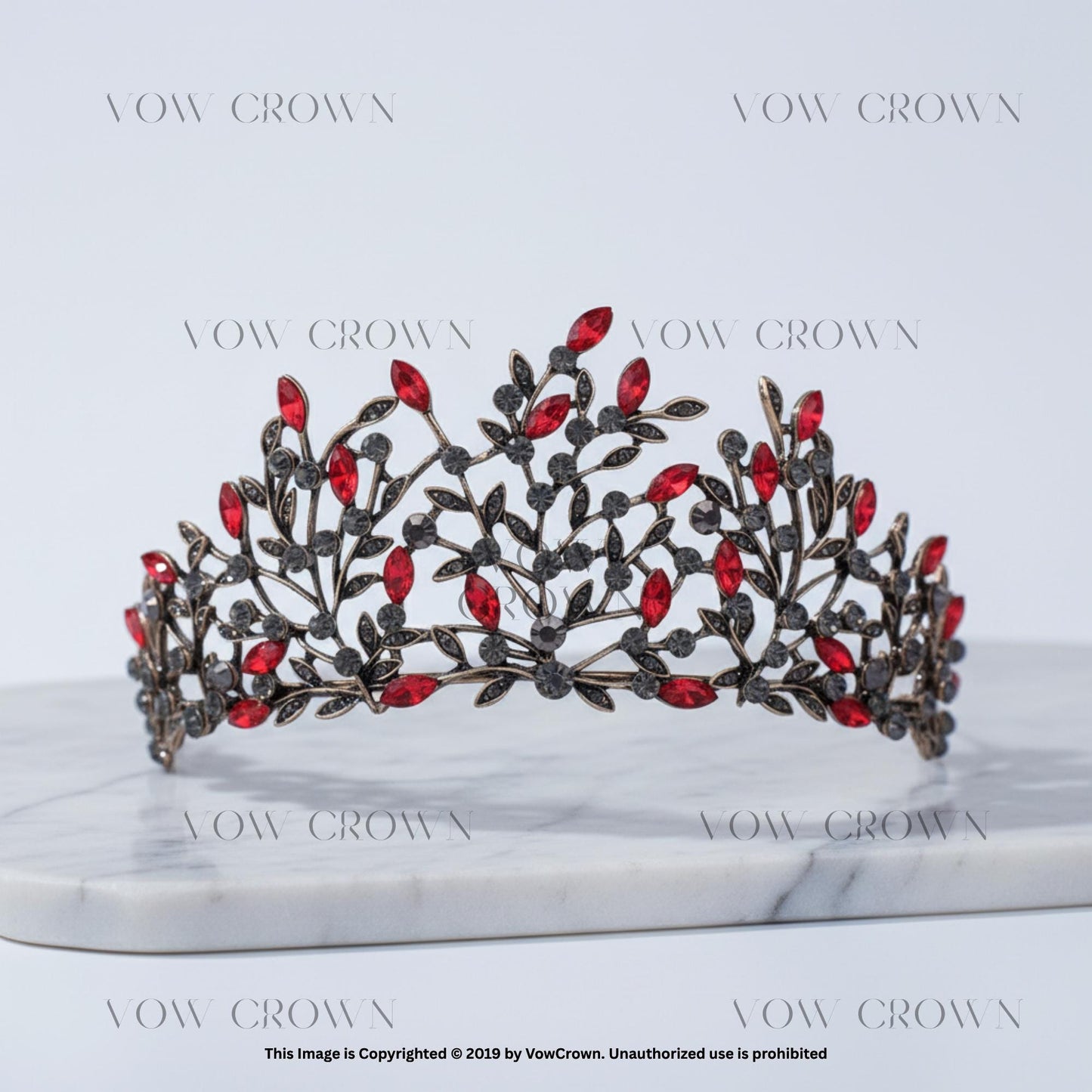 Antique Crystal Tiara | Vintage Black Green Red Blue White Rhinestone Tiara Crown
