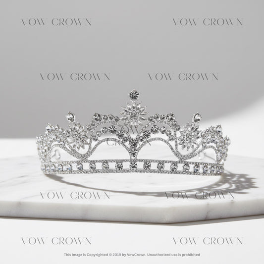 Silver Crystal Geometric Tiaras | Rhinestone Pageant Diadem | Sparkling Crystal Wedding Tiara