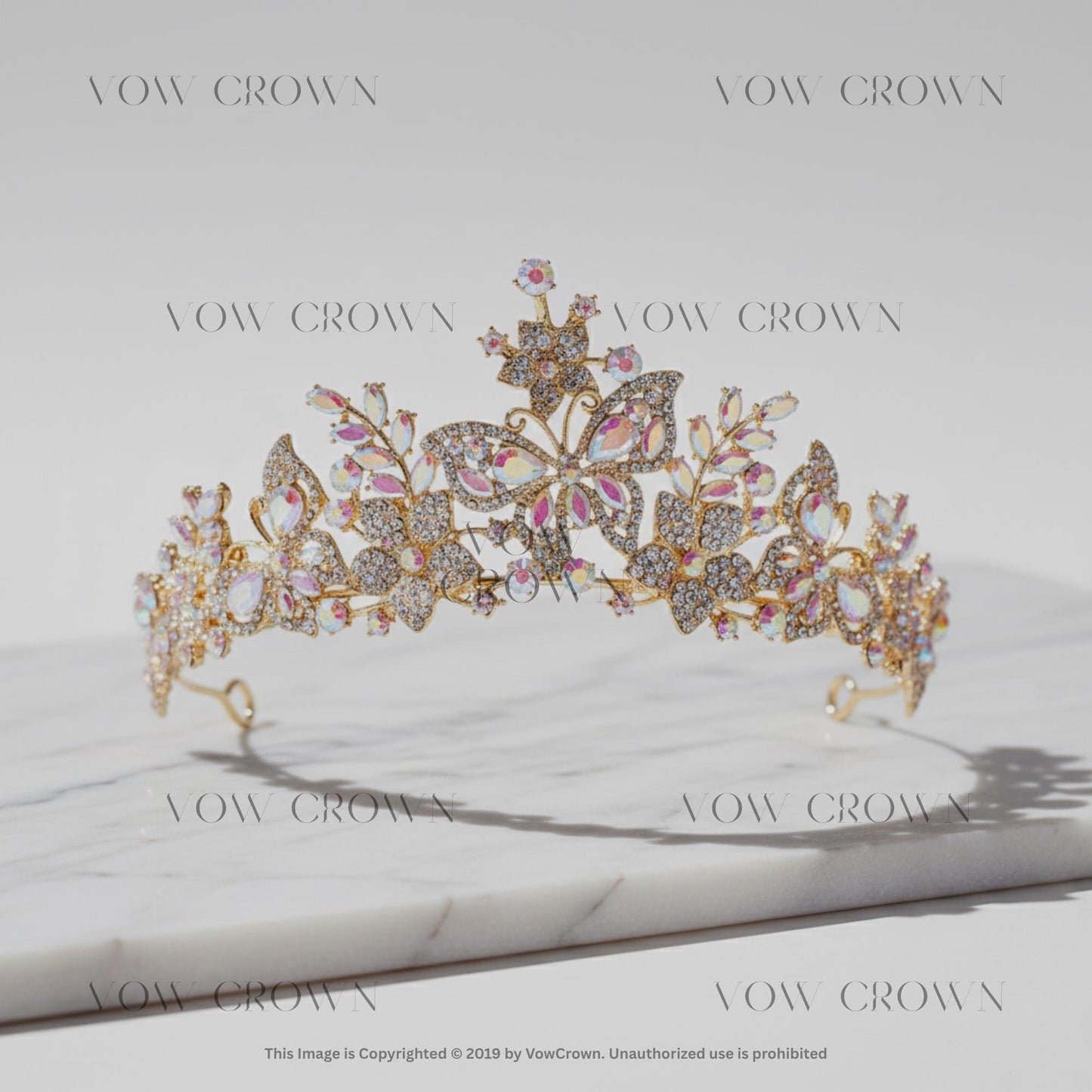 Pink Purple Crystal Butterfly Rhinestone Tiaras Crown | Women Wedding Diadem | Royal Vine Crown