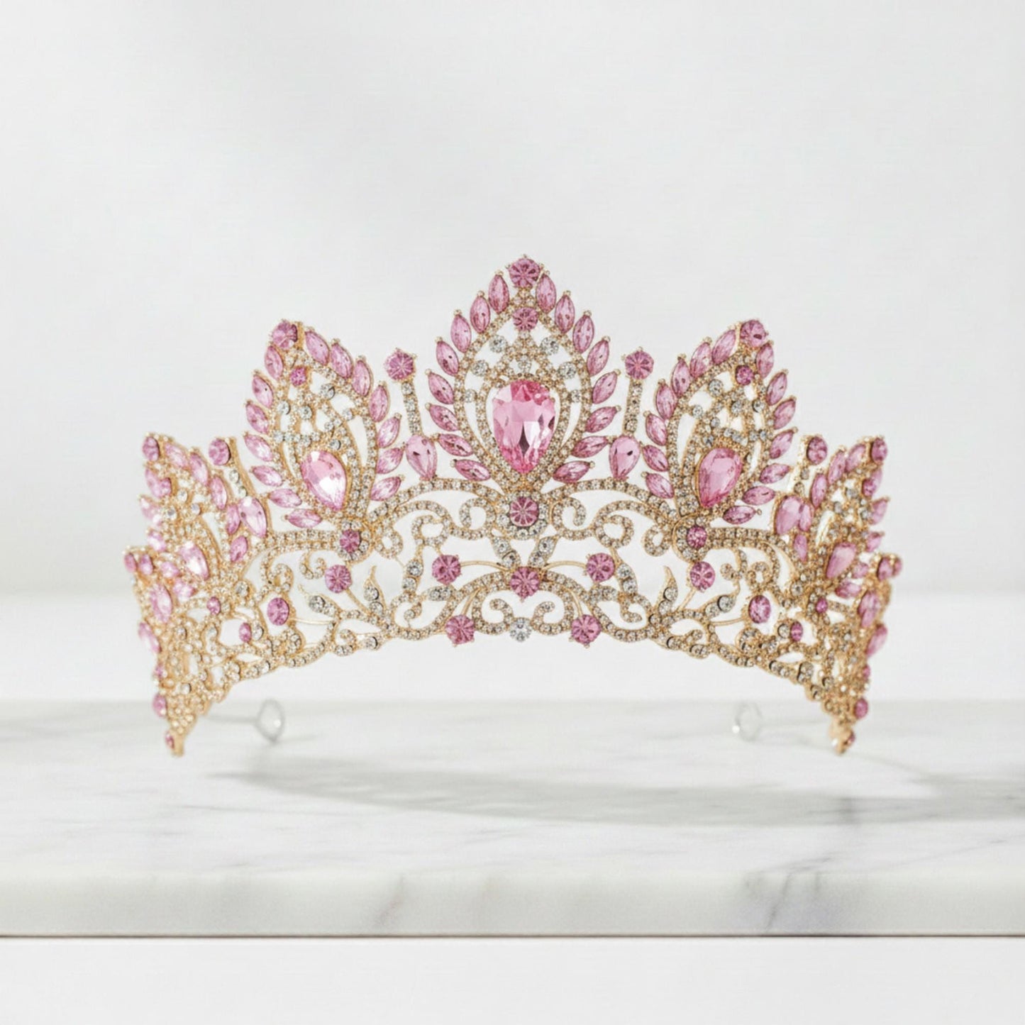 Luxury Crystal Wedding Tiara | Aurora Rhinestone Bride Crown