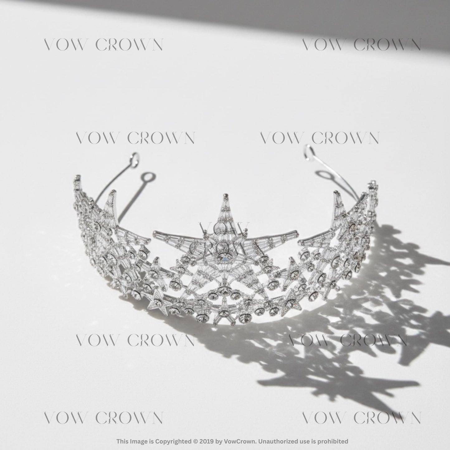 Handmade Starburst Rhinestone Queen Crown | Wedding Hair Tiara