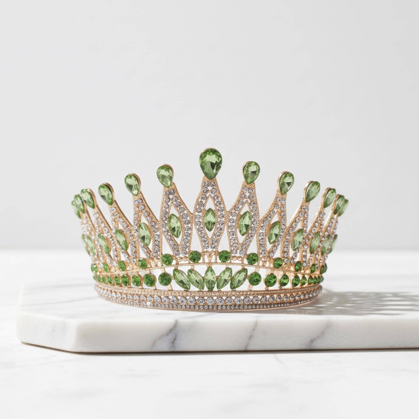 Tall Gold and Green Blue Red Purple AB Rhinestone Tiara | Bridal Tiara Pageant Diadem