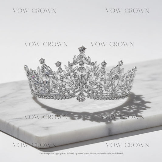 Starlight Cluster Crystal Tiara | Royal Bridal Wedding Crown | Pageant & Prom Queen Headpiece