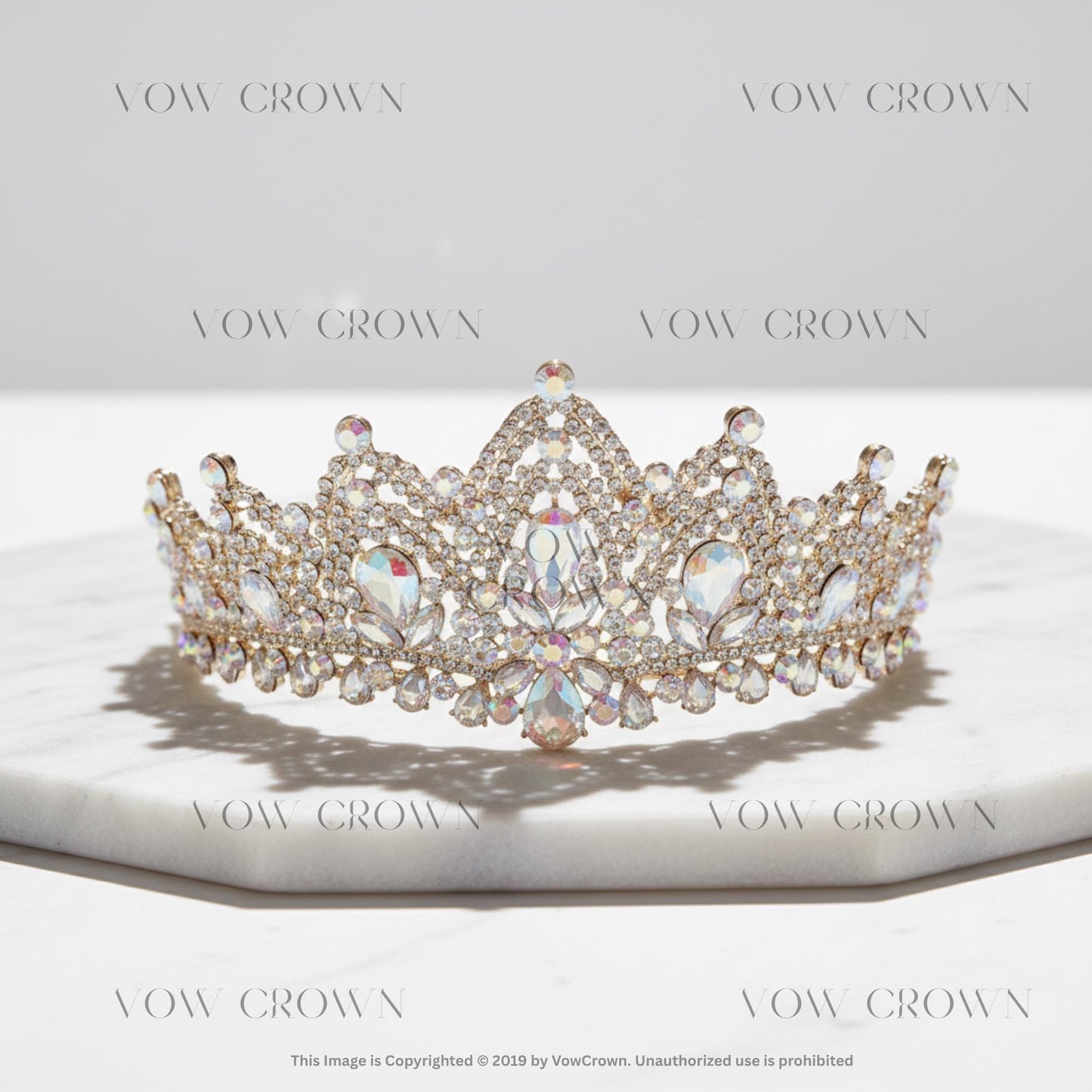 Golden Aurora AB Crystal Tiara | Iridescent Wedding Crown | Princess Birthday Pageant Headpiece