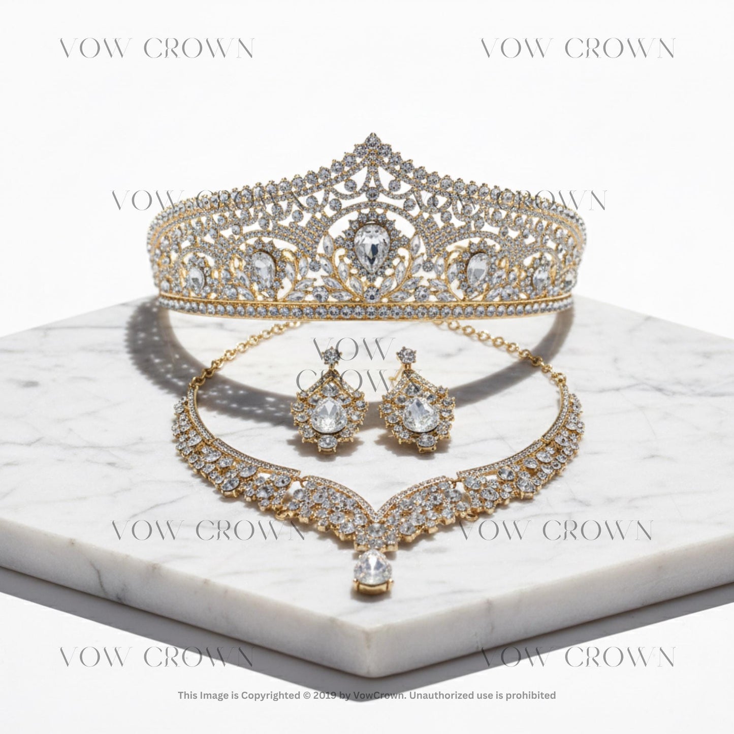 Opal Pink Crystal Tiara Jewelry Set | Princess Bride Rhinestone Crown