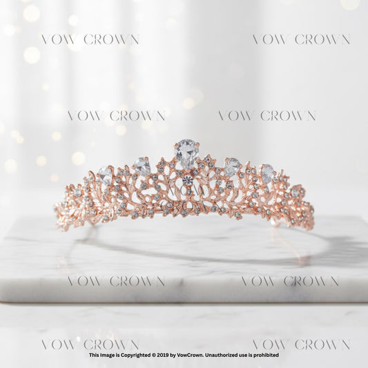 Royal Crystal Tiara Crown | Gold, Silver, Blue, Red, Green | Bride Wedding Pageant Queen Set