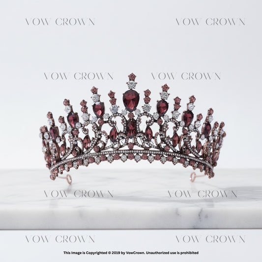 Crystal Rhinestone Tiara | Dark Purple Bridal Crown