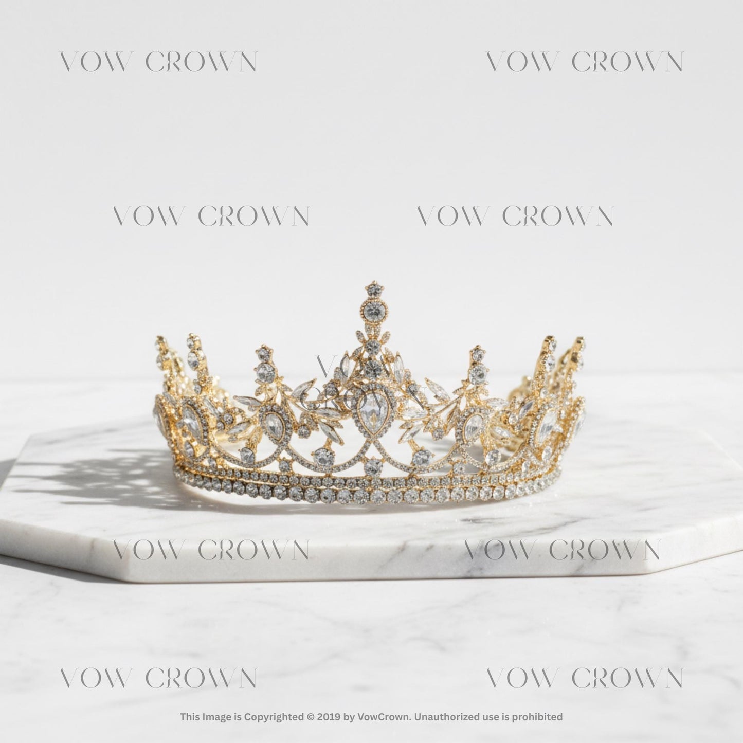 Bronze Gold Crystal Bridal tiara | Geometric Bridal Tiaras Crowns | Rhinestone Pageant Diadem