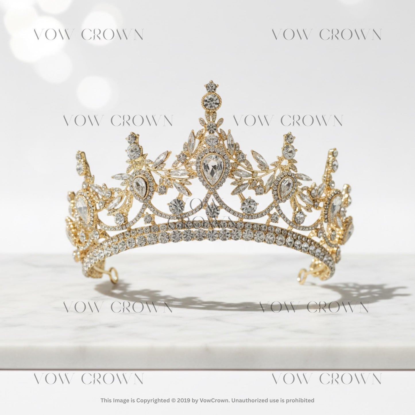 Bronze Gold Crystal Bridal tiara | Geometric Bridal Tiaras Crowns | Rhinestone Pageant Diadem