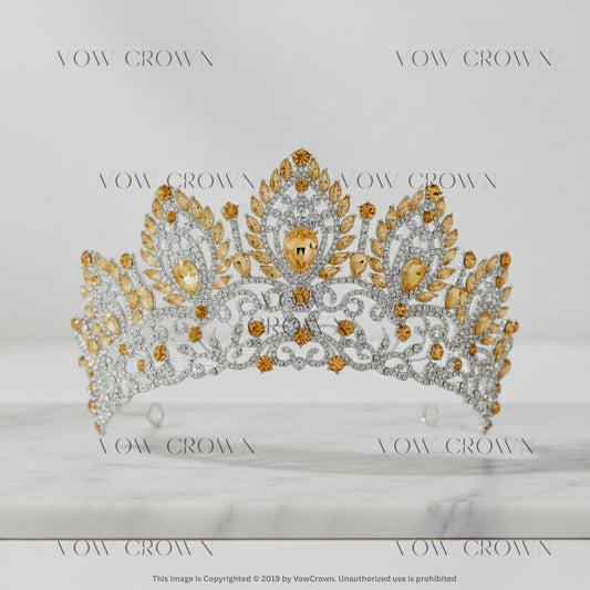 Luxury Crystal Wedding Tiara | Aurora Rhinestone Bride Crown