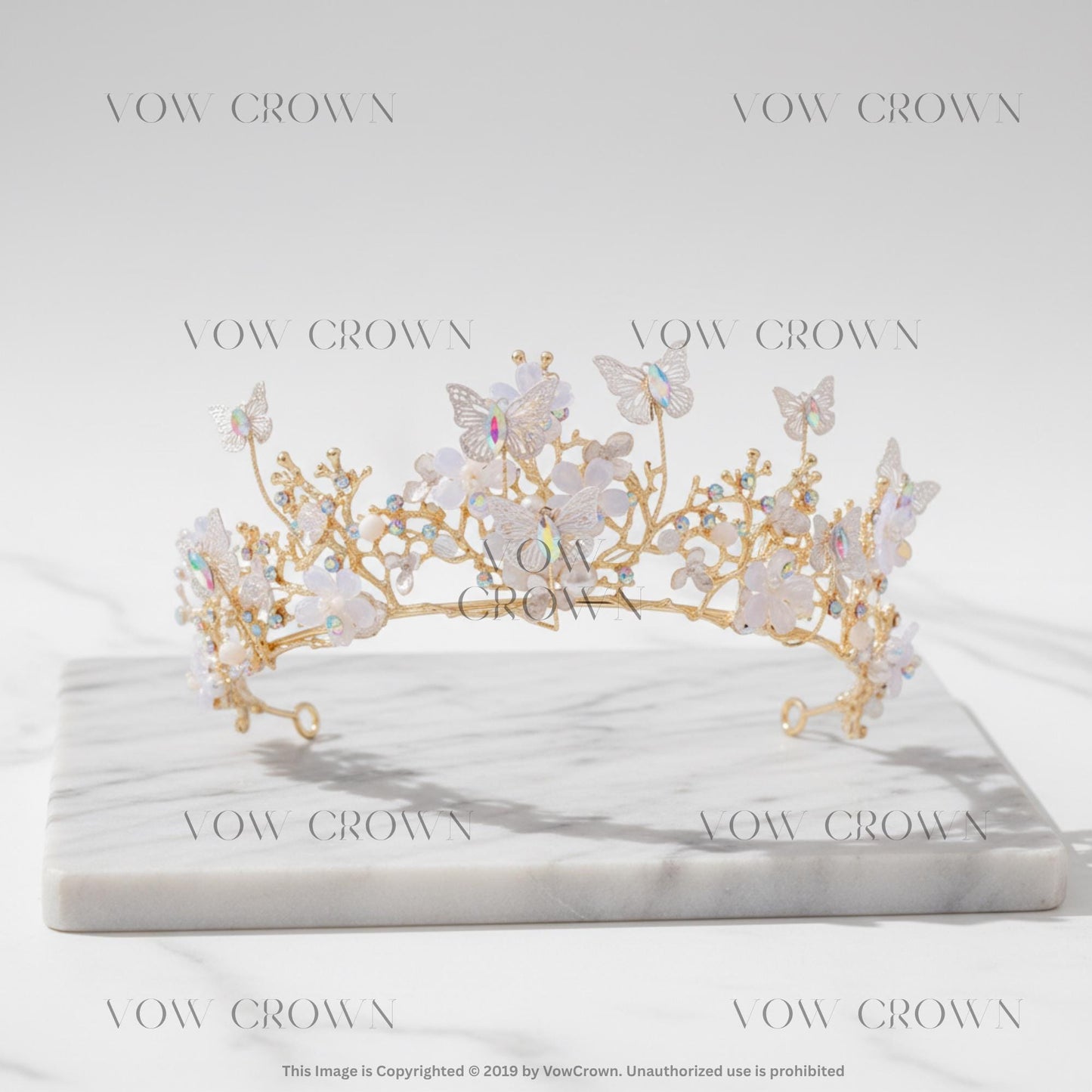 Butterfly Wedding Tiara | Gold Branch, Crystal Rhinestone Crown