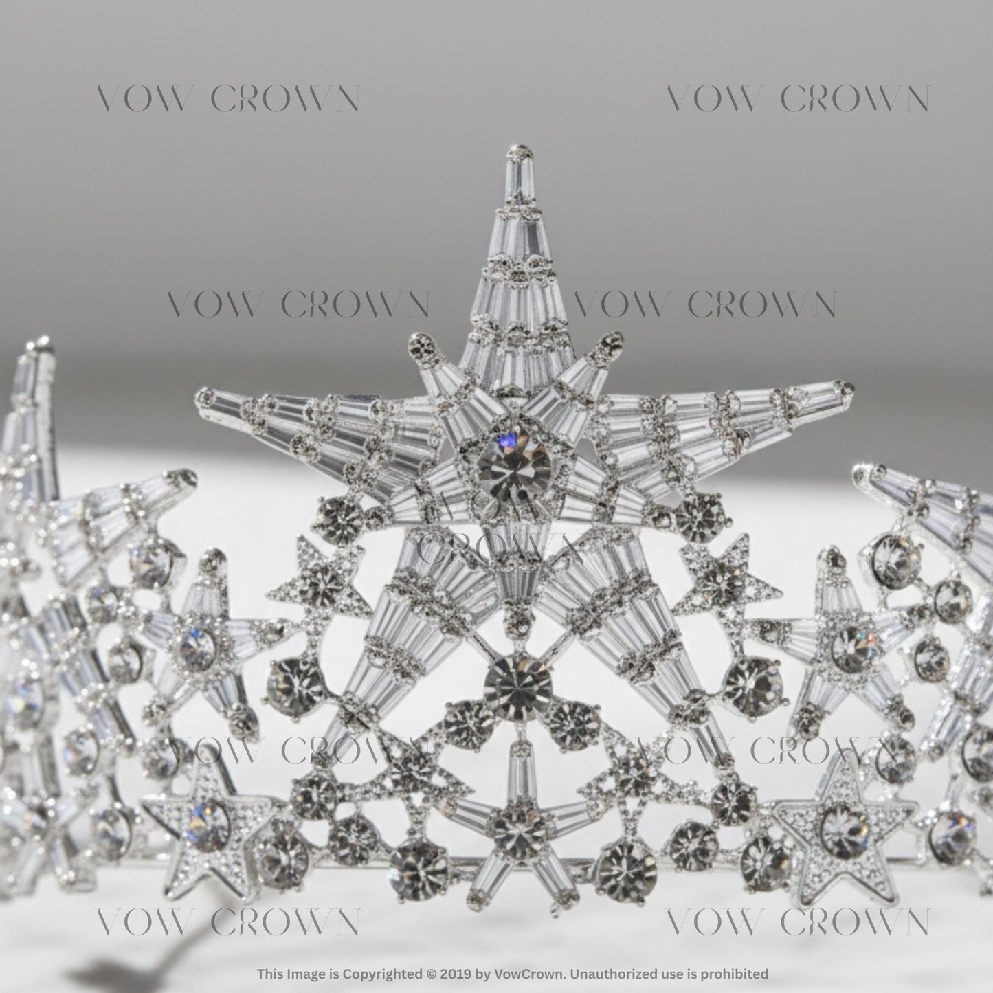 Handmade Starburst Rhinestone Queen Crown | Wedding Hair Tiara