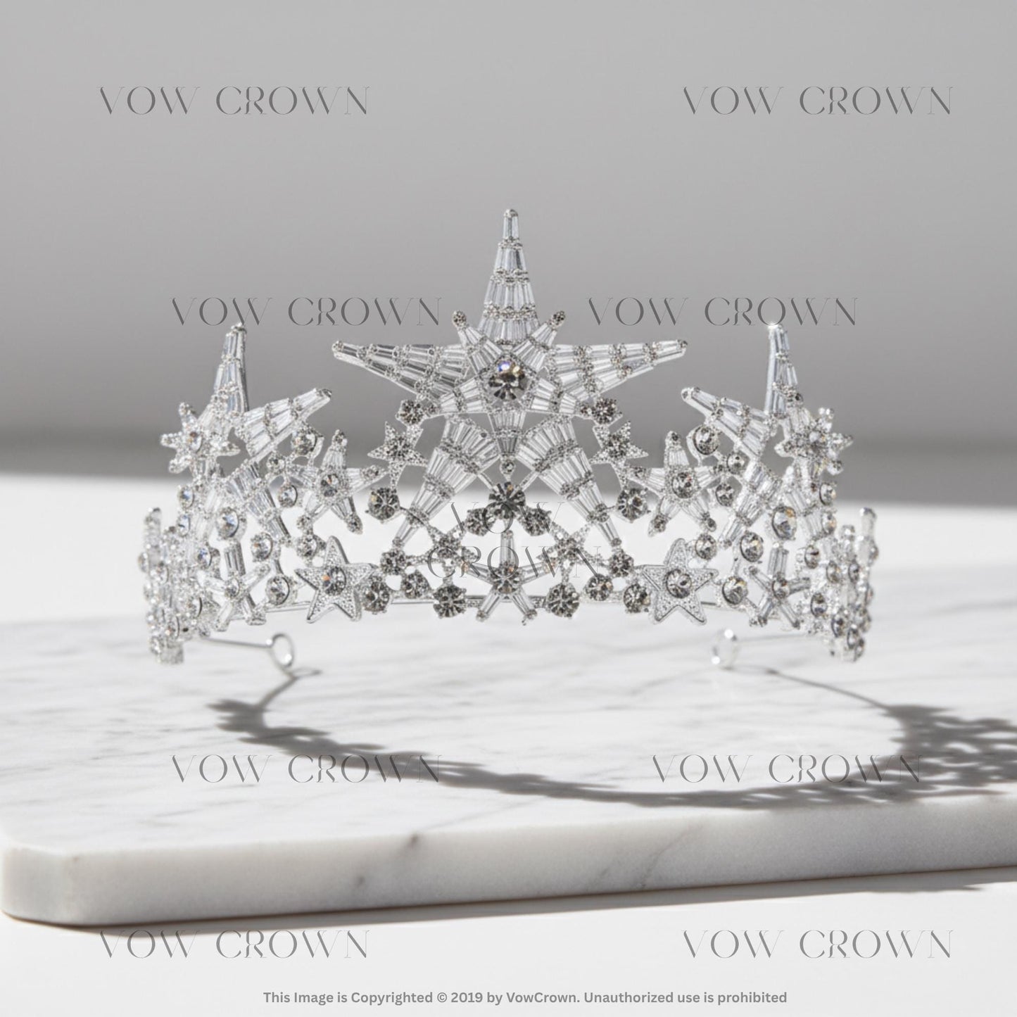 Handmade Starburst Rhinestone Queen Crown | Wedding Hair Tiara