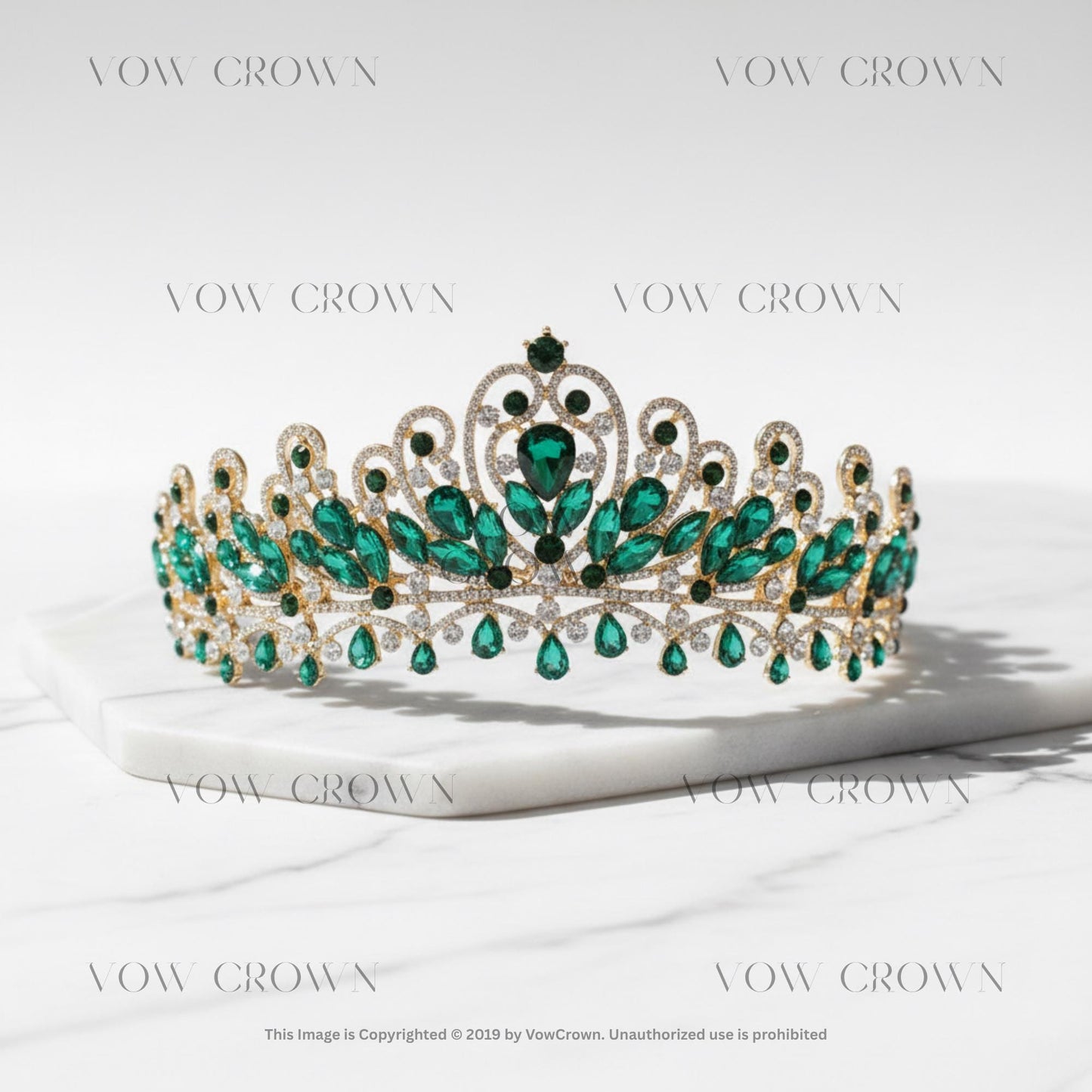 Teal Blue Crystal Peacock Tiara | Iridescent AB Crystals for Pageant