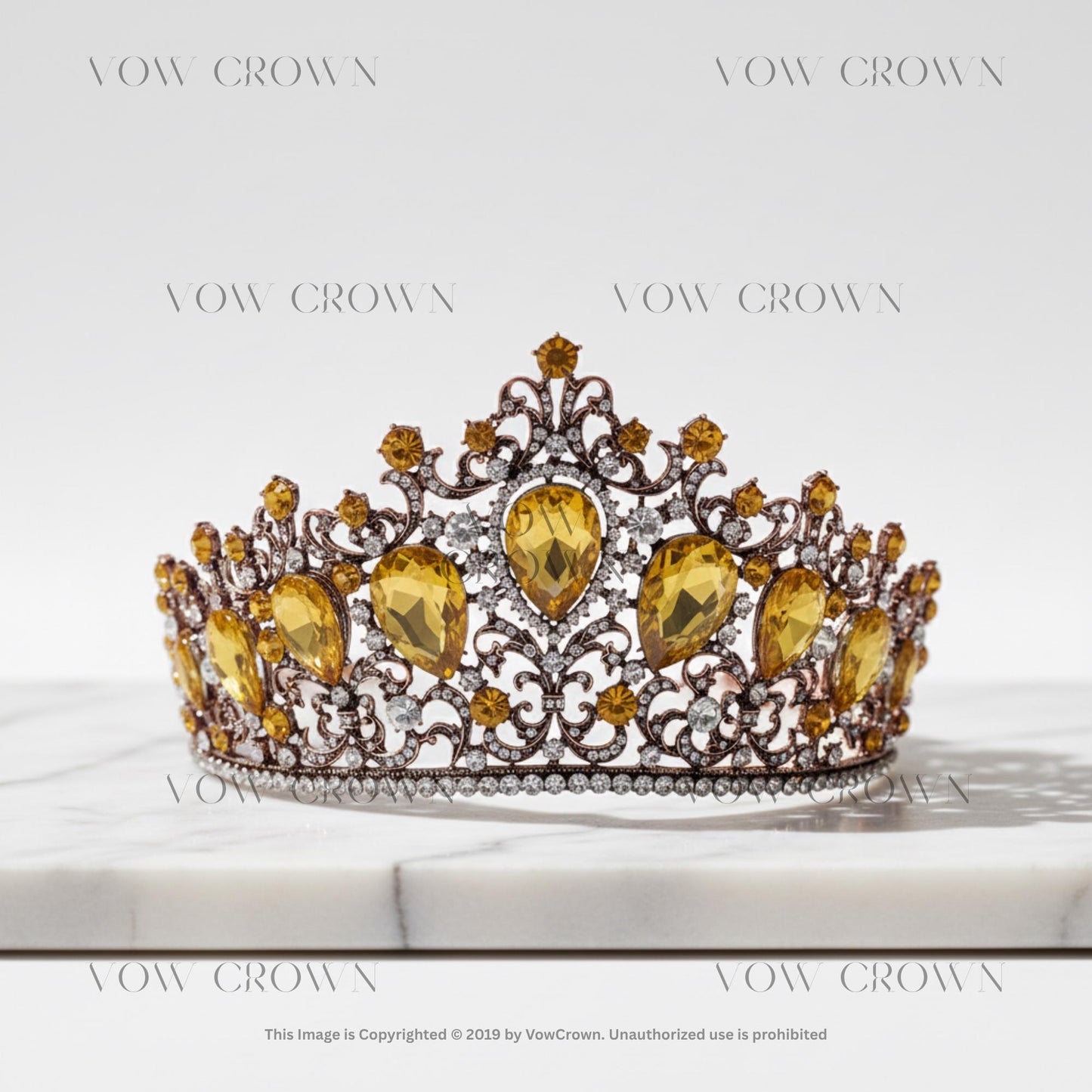 Antique Bronze Crystal Crown, Gothic Wedding Tiara